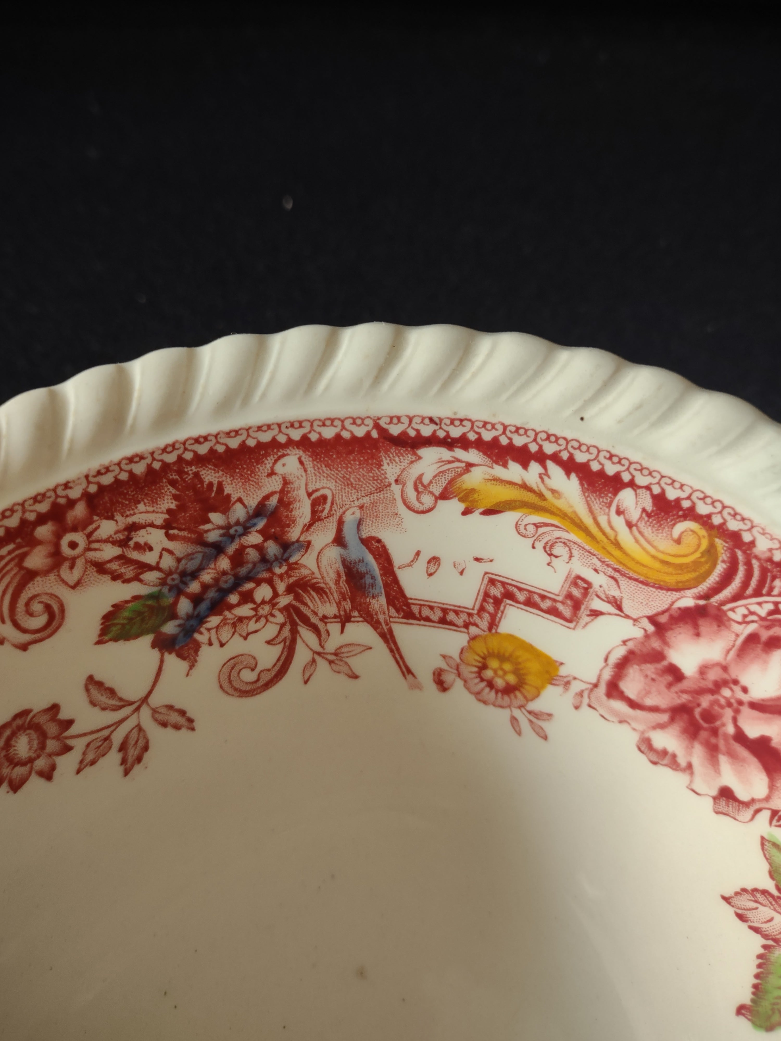 Vintage Johnson Brothers Serving Bowl Devonshire Pink IMPERFECT (Lot 5668)