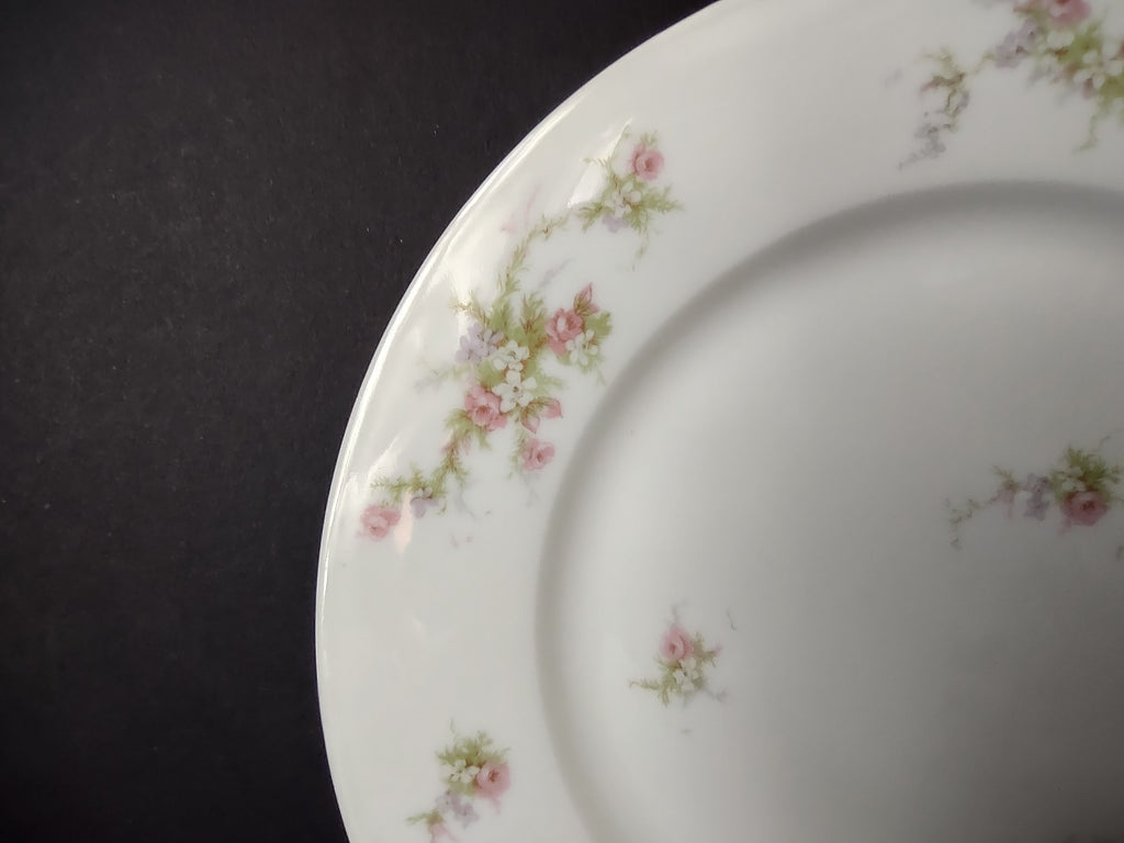 Haviland Limoges Dinner Plate Rose White Purple Flower Moss (lot 896)