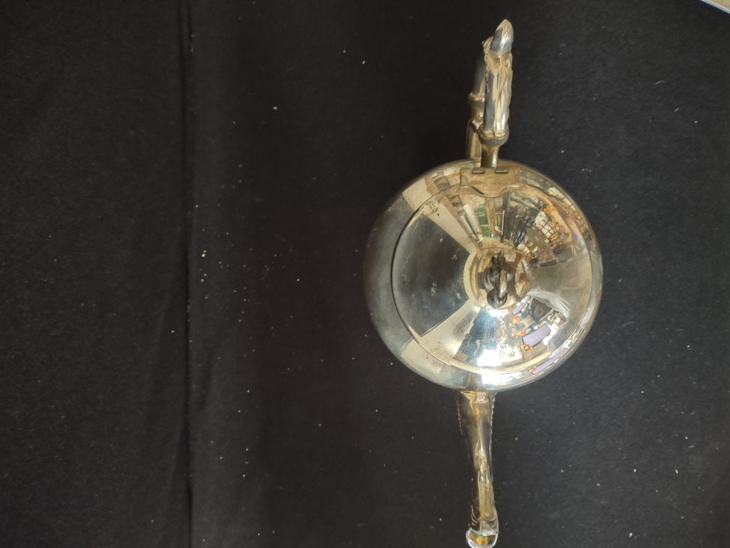 Silver-Plated Pedestal Scrolled Vintage Leaf Finial Teapot Birmingham Lot3347