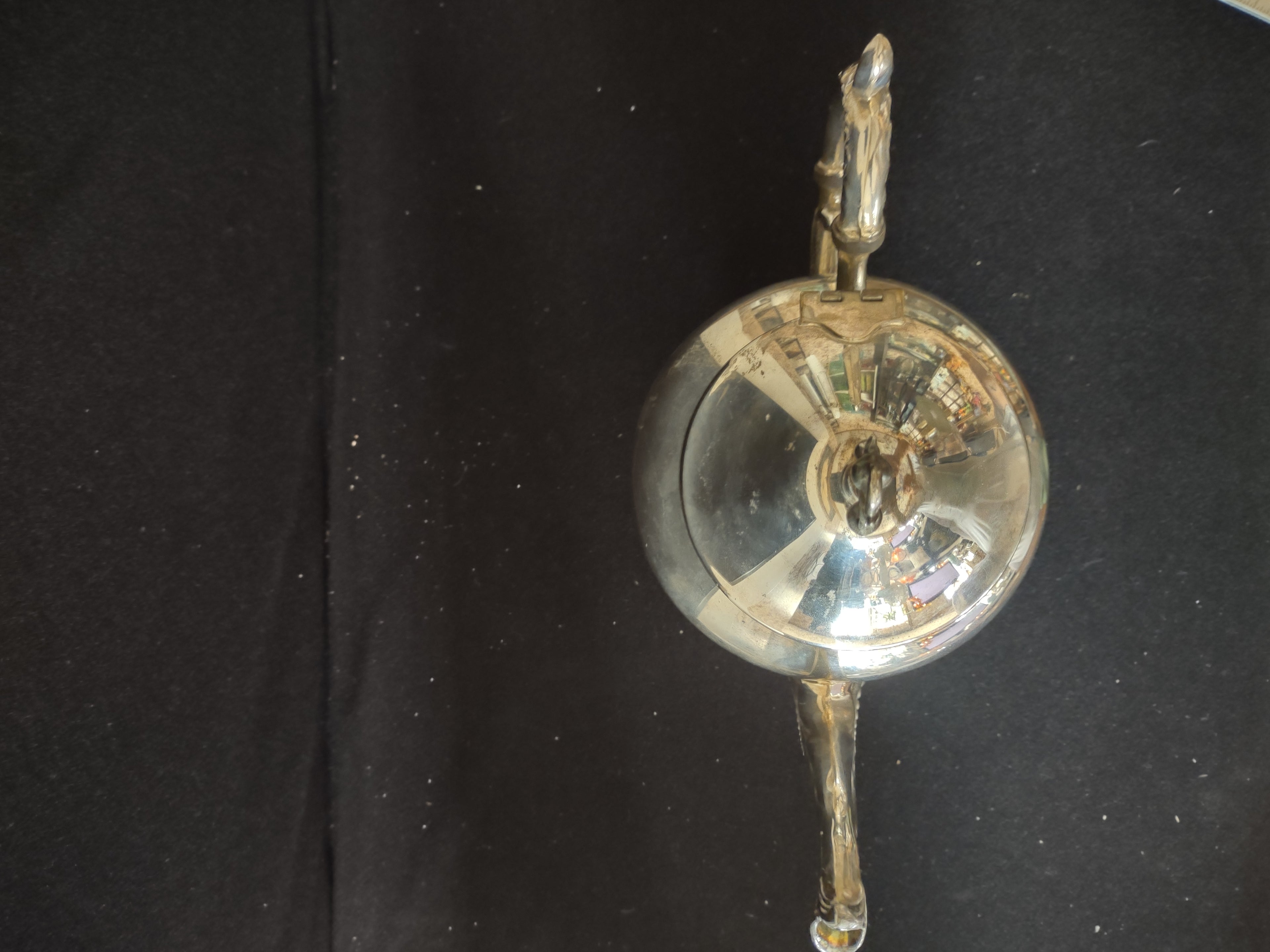 Silver-Plated Pedestal Scrolled Vintage Leaf Finial Teapot Birmingham Lot3347