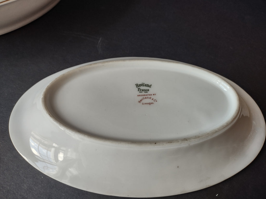Haviland Limoges Eugenie Serving Bowl & Platter Yellow Swag Ribbon (lot 945)