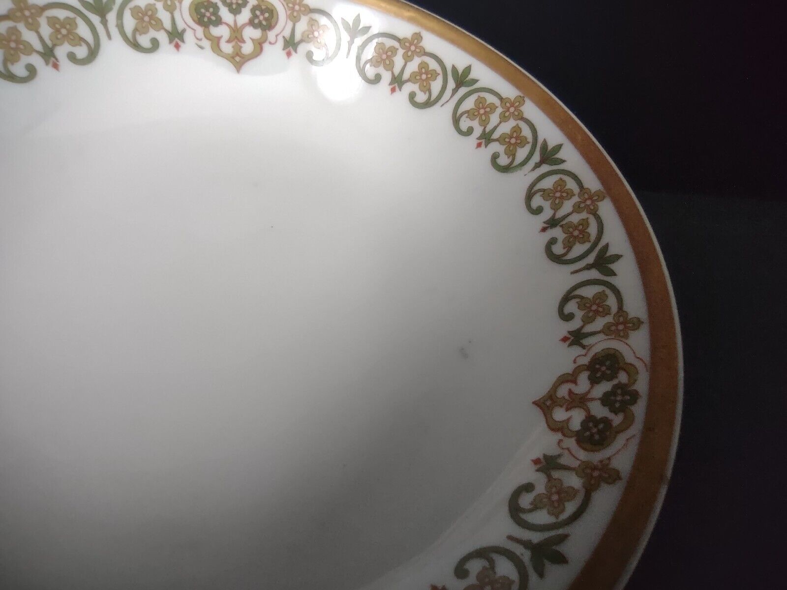 Haviland Limoges 6 x Coupe 5" Plate Four Leaf Flower Green Red (lot 528)