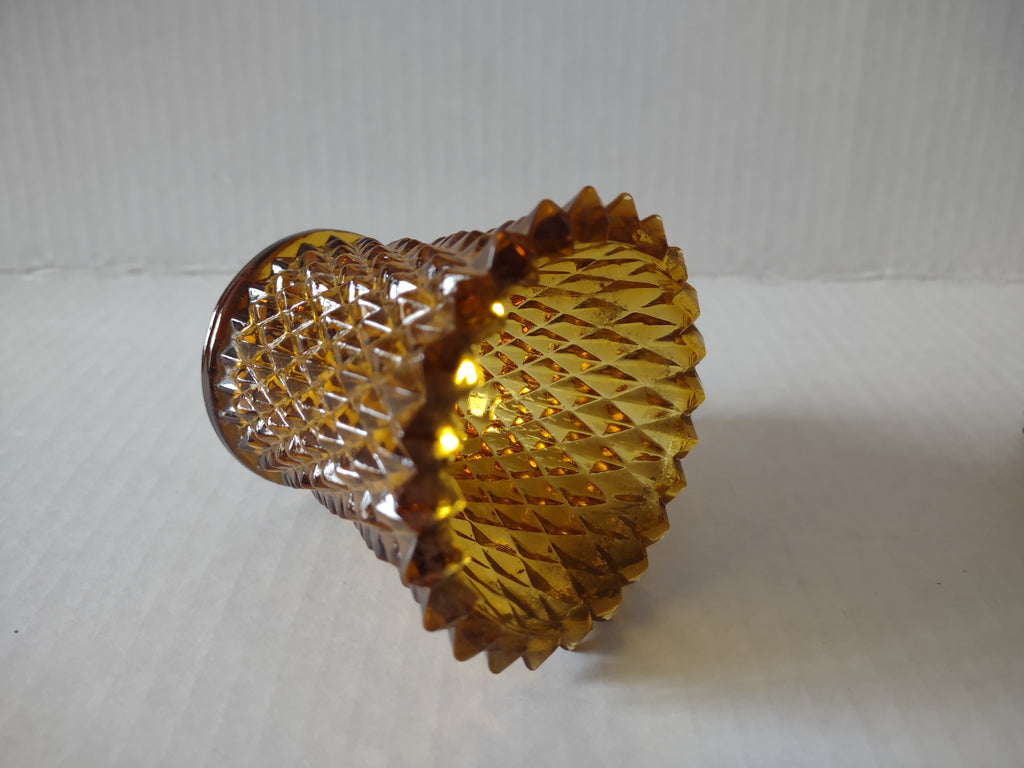 Vintage MCM Amber Glass Diamond Votive Cup Sconce Candle Holder x 4 (lot 5044)