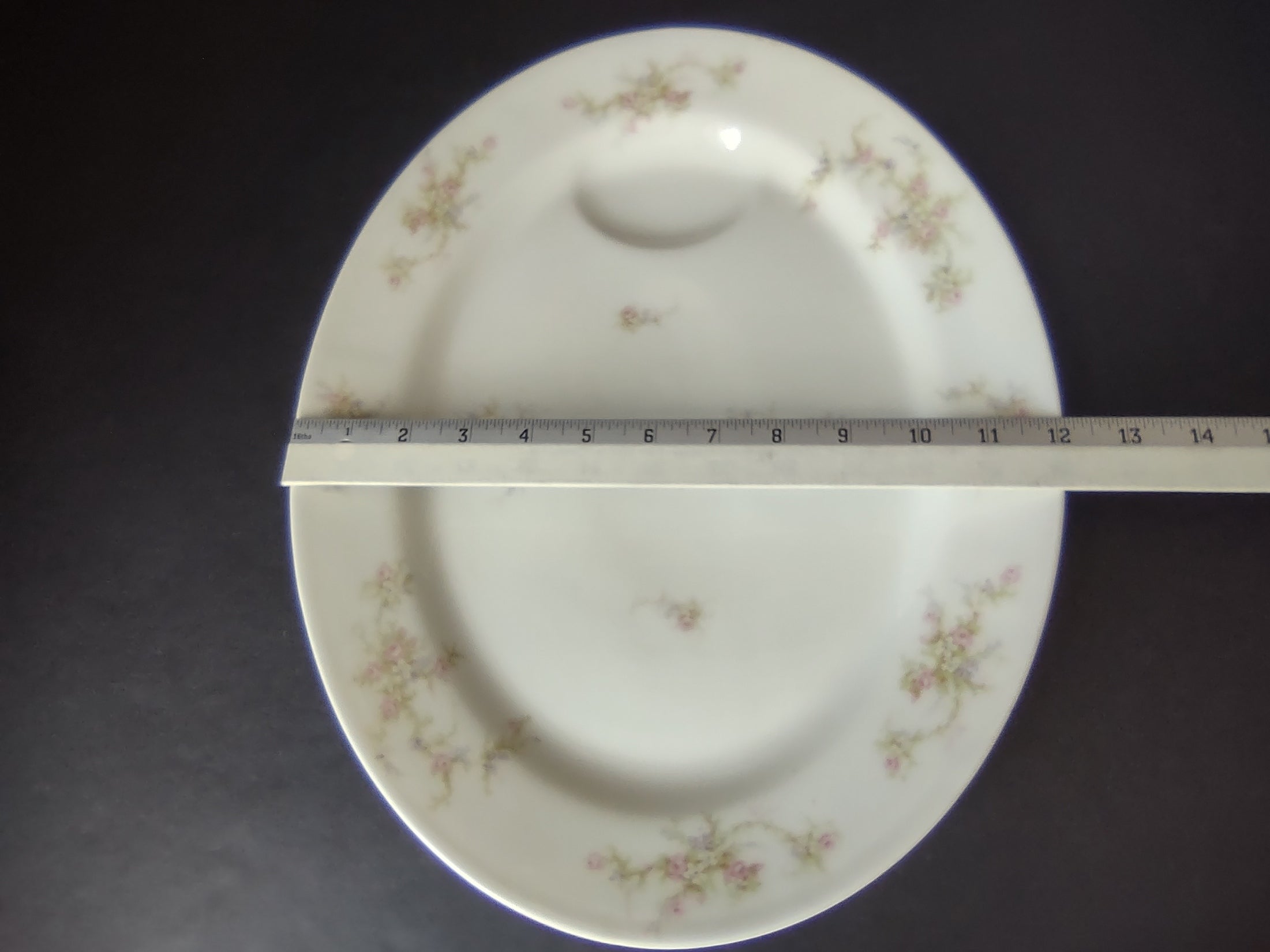Haviland Limoges Serving Platter 15" Rose White Purple Flower Moss (lot 895)