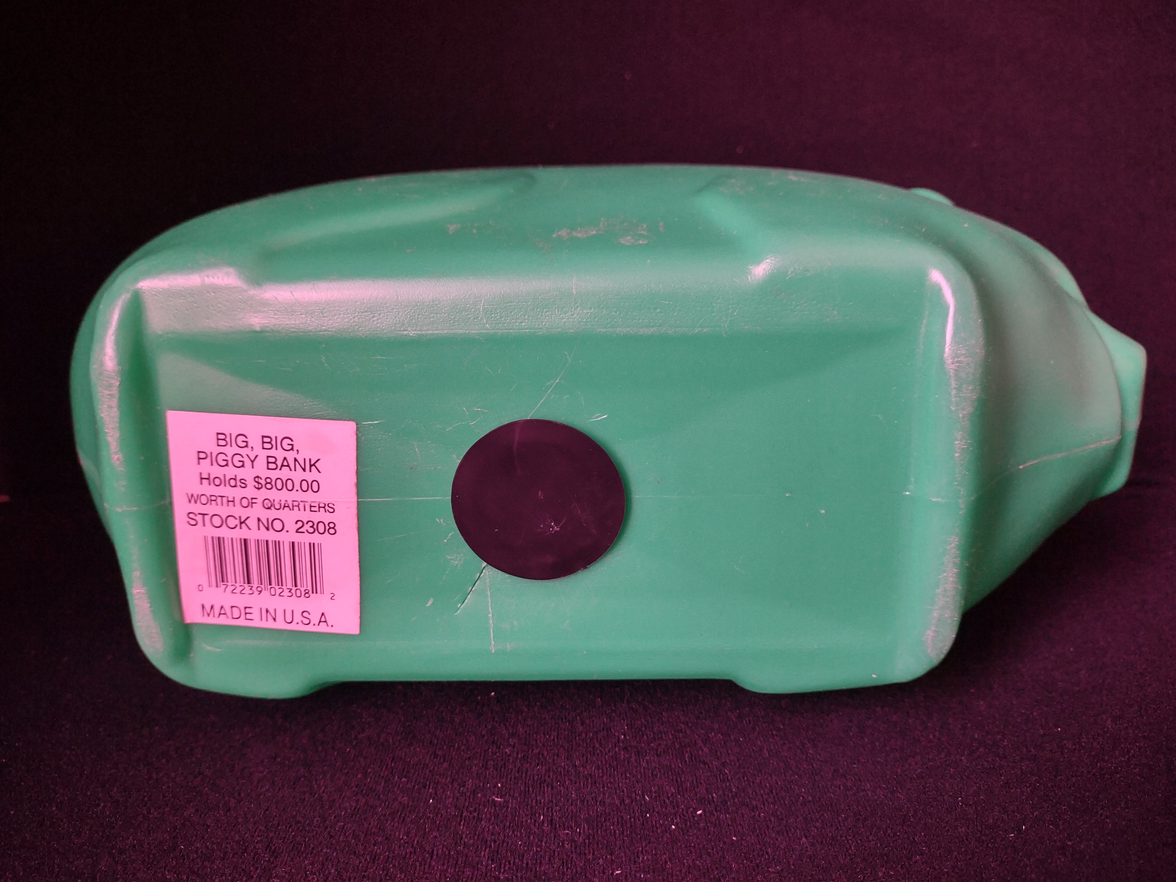 Vintage Blow Mold Green Pig Coin Piggy Bank Holds $800 Worth Quarters (lot 2677c