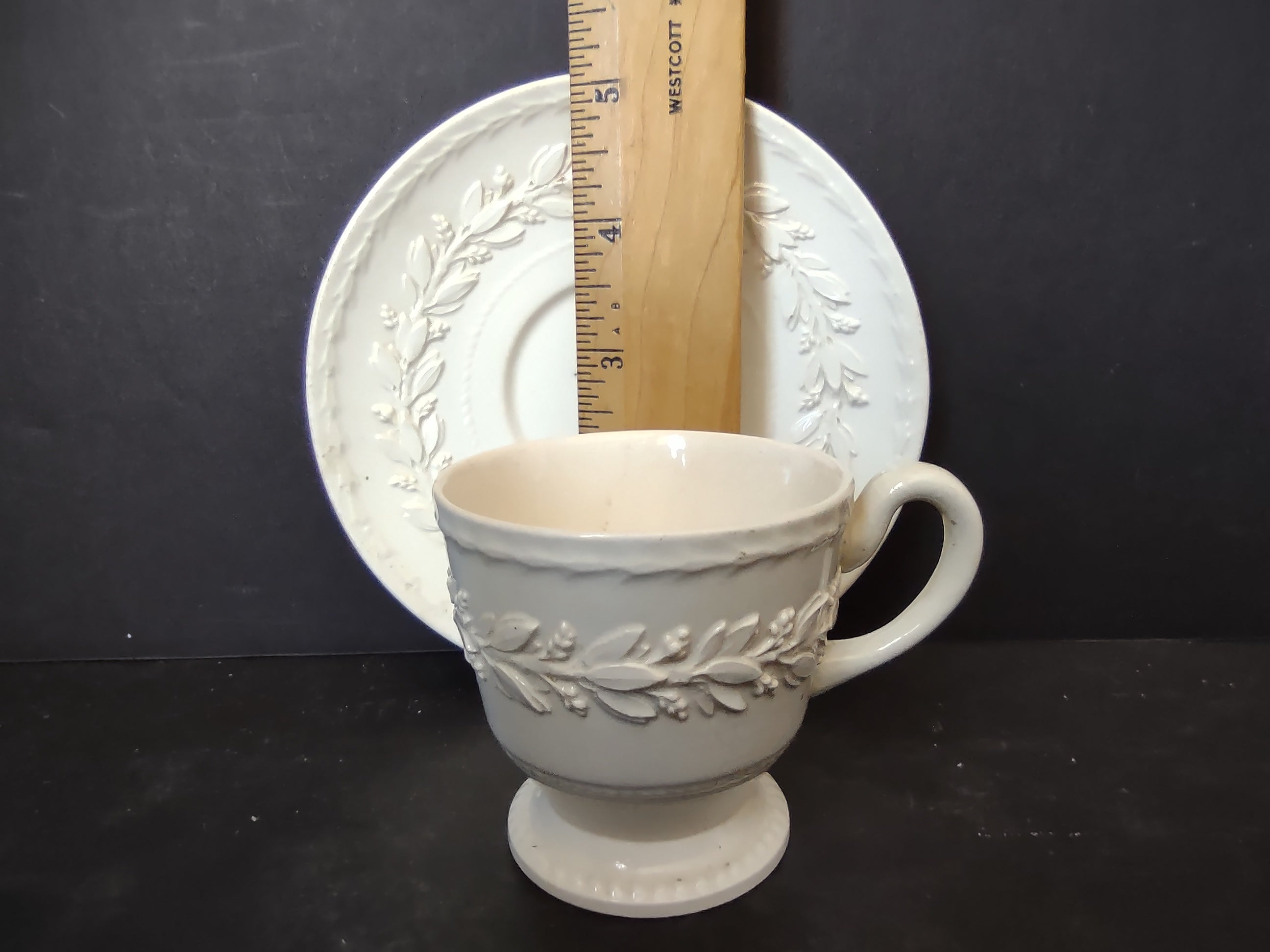 Vintage Wedgwood Queens Ware Espresso Demitasse Cup Saucer REPAIRED [6185]
