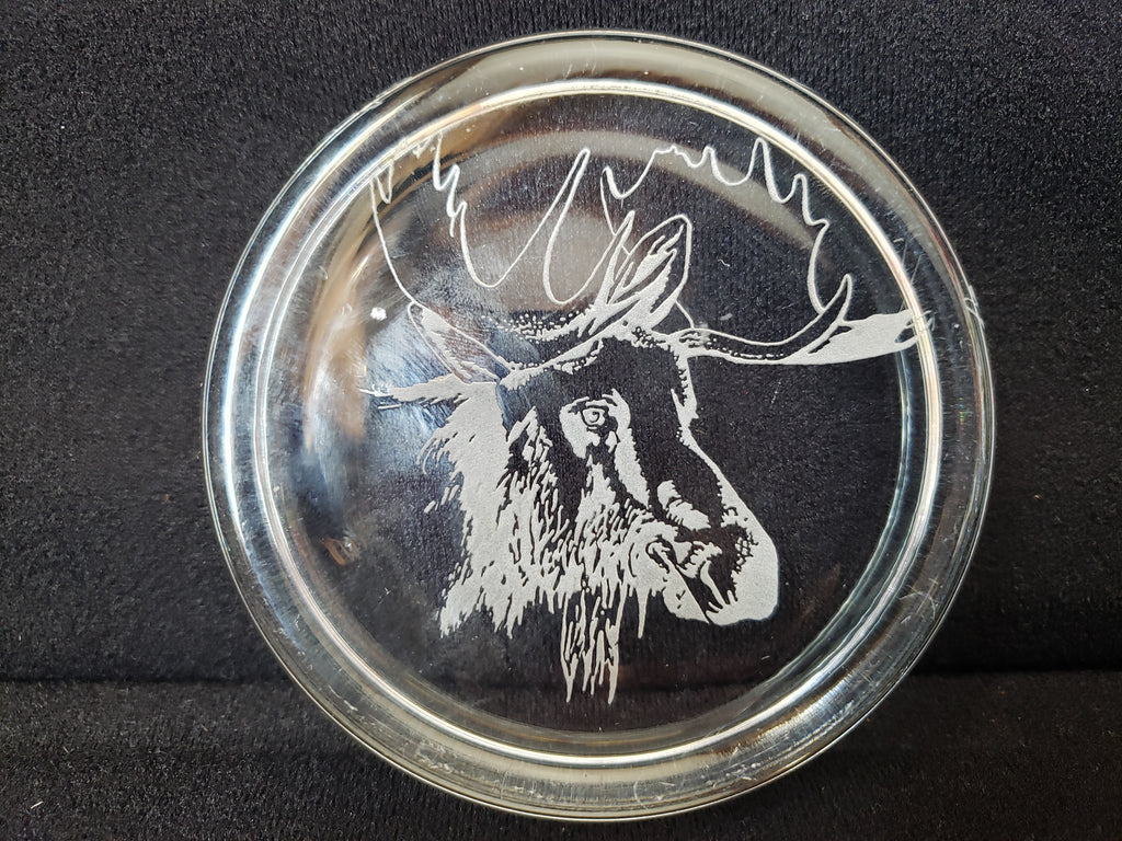 Moose Coaster Paper Weight Glass 3-3/8" (lot 2221)