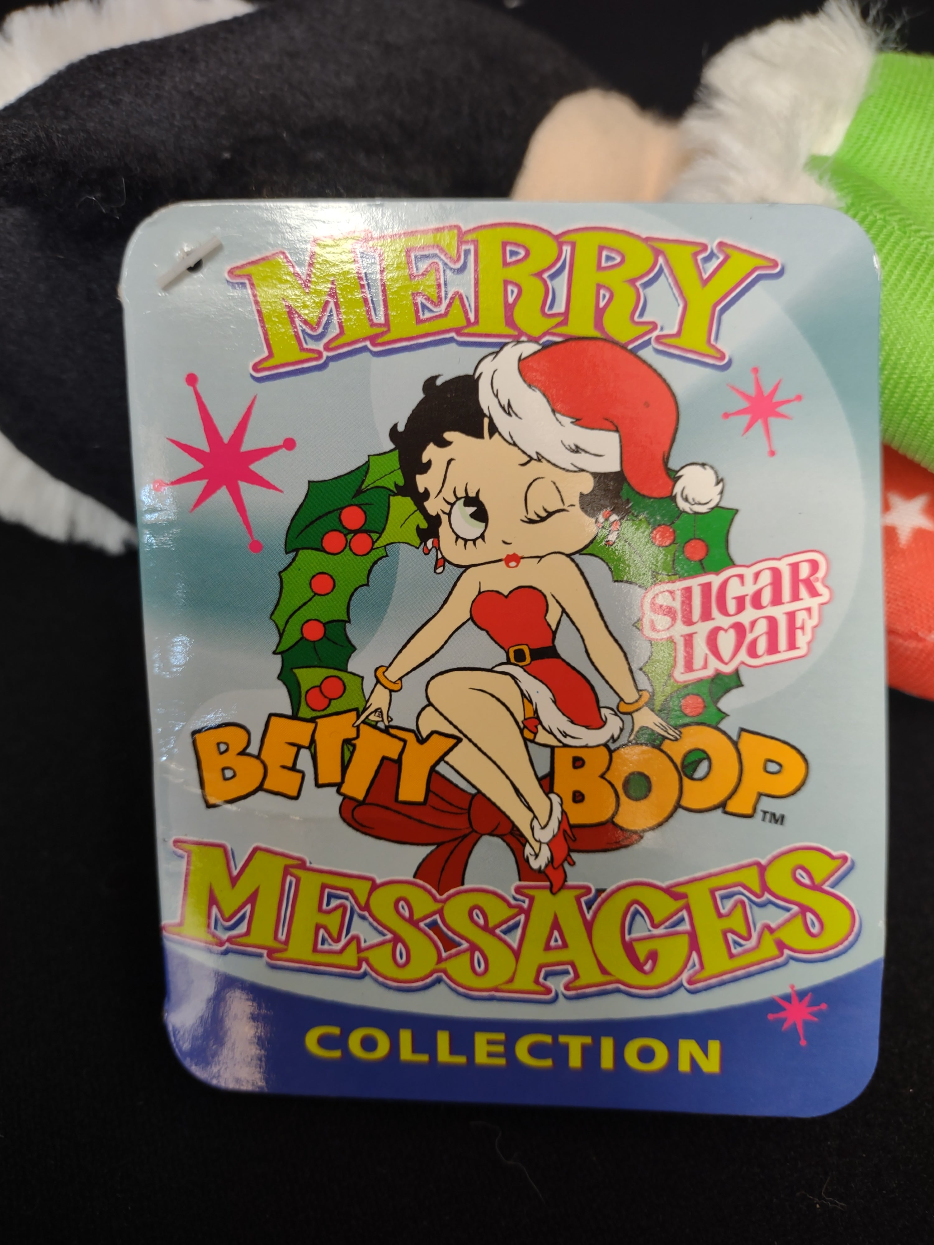 Christmas Sugar Loaf Betty Boop 17" Plush Toy Doll Noel Green Dress Merry Message (lot 2362)
