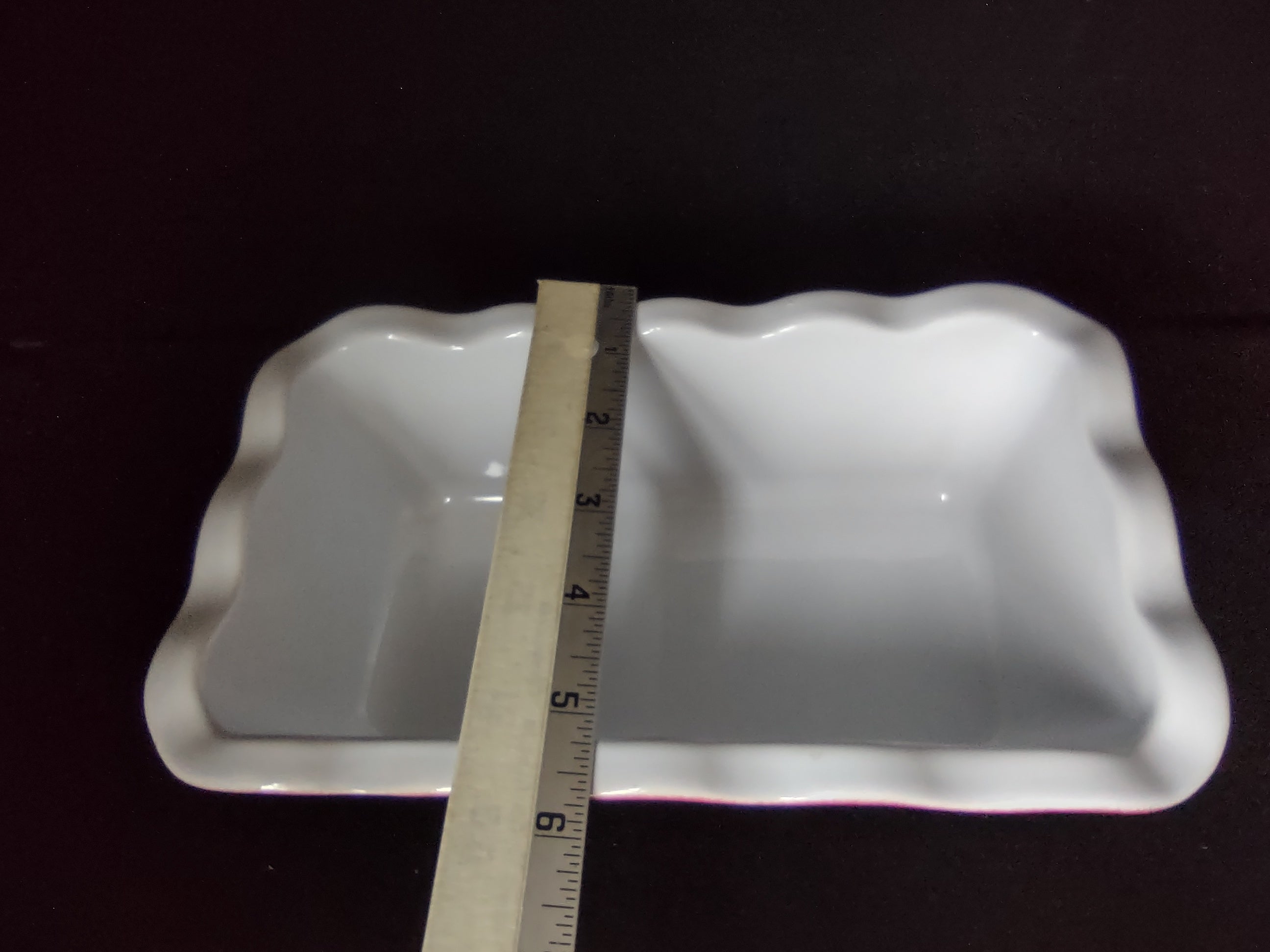 Emile Henry Vtg Loaf Pan Scalloped Edge Baking Dish France 6164 Red (lot 2773c)