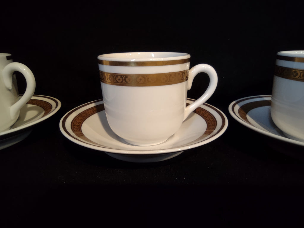 Set of 3 Demitasse Cup Espresso Mayer China Gold Band (lot 2781c)