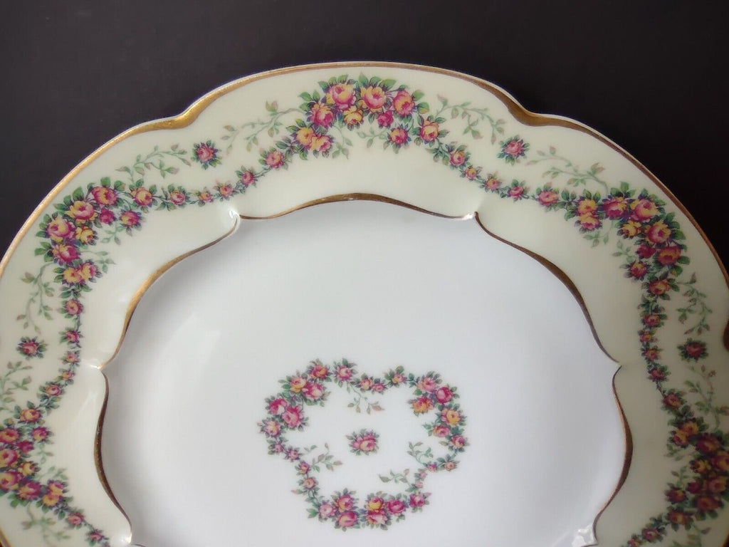Haviland Limoges Red Rose Garland Cream Dinner Plate 9-3/4" (lot 356)