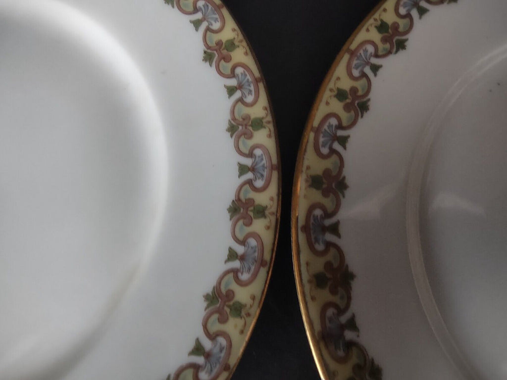 Wm Guering Limoges France 4 x Salad Plate Yellow Gold Design (lot 530)