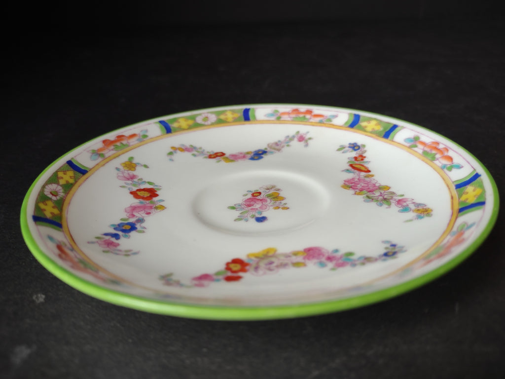 Vintage Minton Rose Green Trim Demitasse Saucer Bone China England (lot 5480)