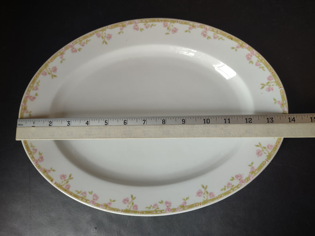 Vintage Bavaria Oval Serving Platter 14" x 10" Roses (lot 2619)