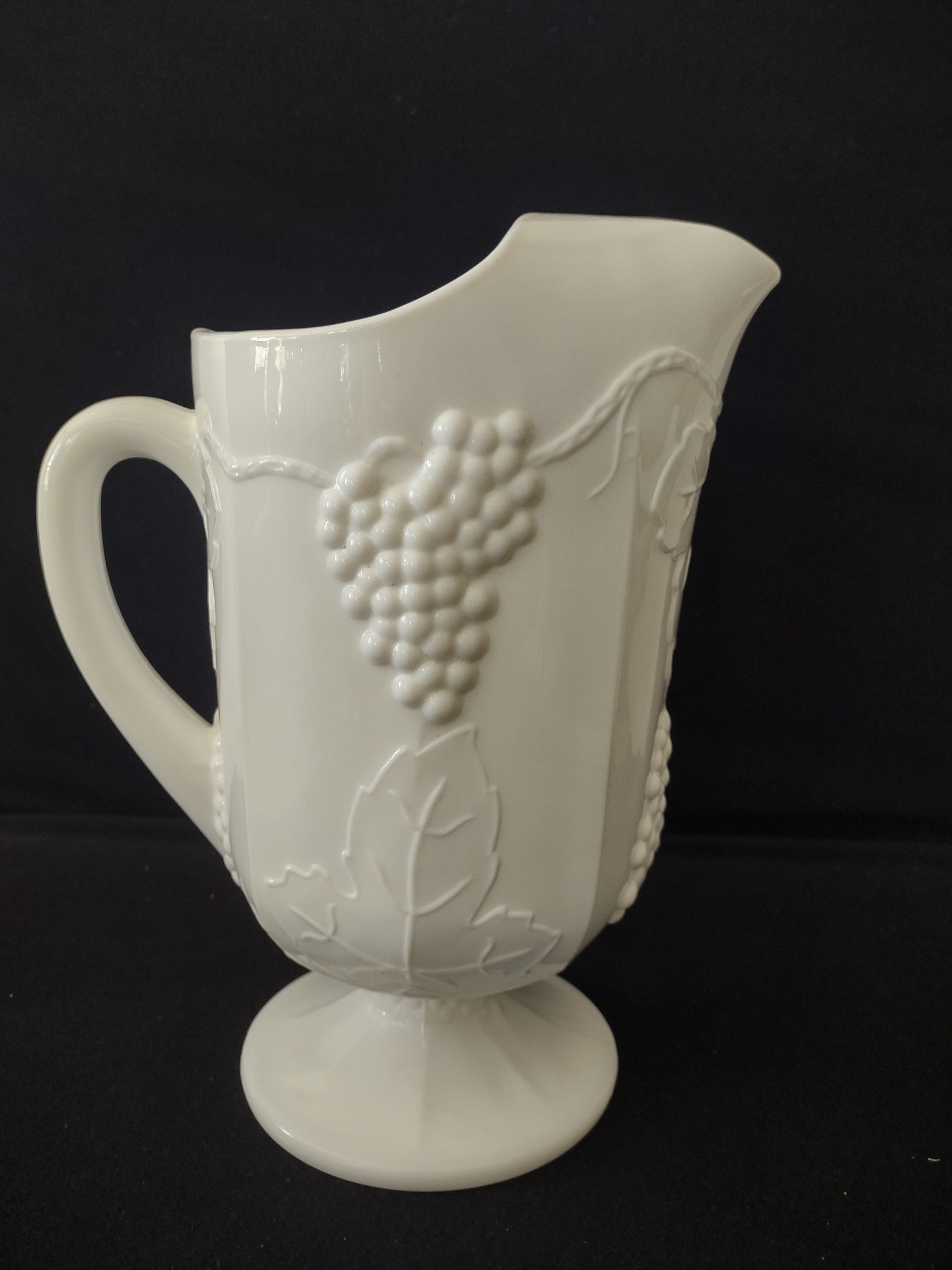 Vintage Indiana Glass Colony Harvest Grape Milk Glass Pitcher (Lot 3269)