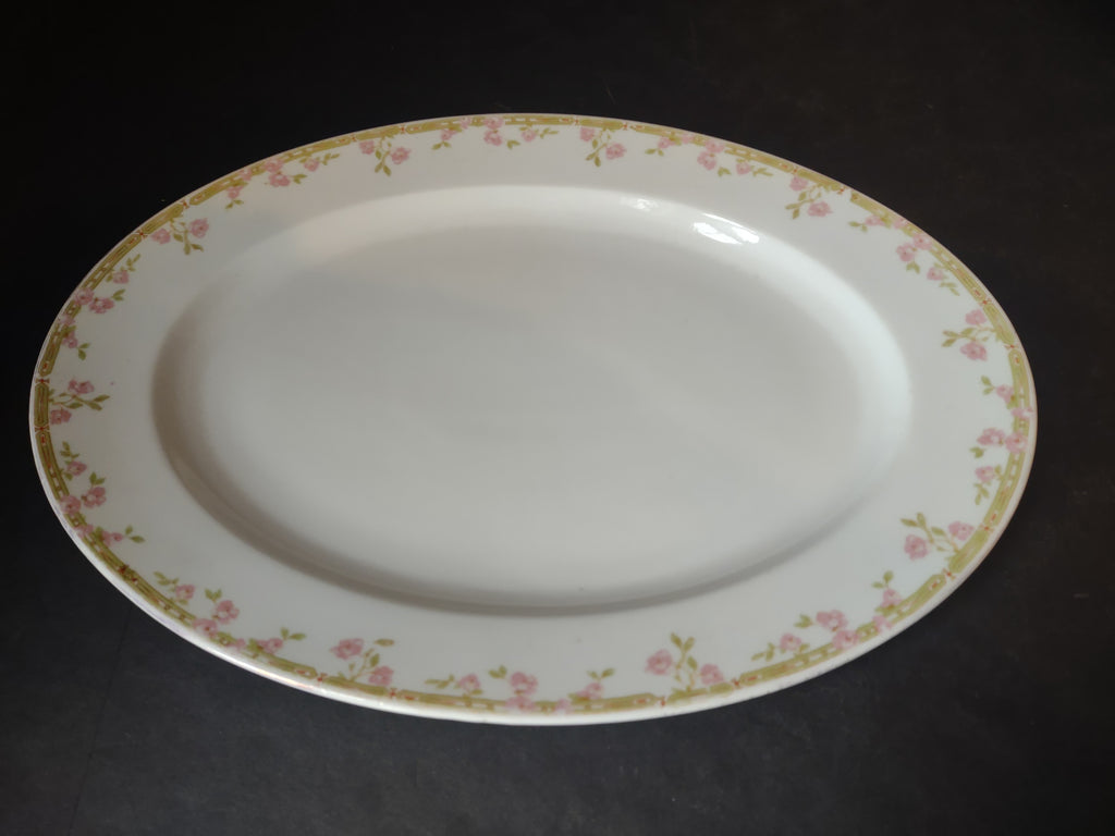 Vintage Bavaria Oval Serving Platter 14" x 10" Roses (lot 2619)