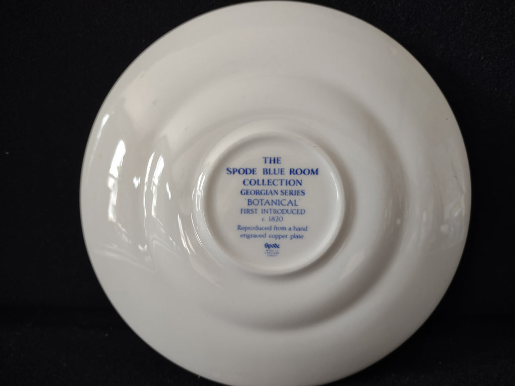 Spode Blue & White Room Saucer Botanical Vintage English Transferware (lot 5845)