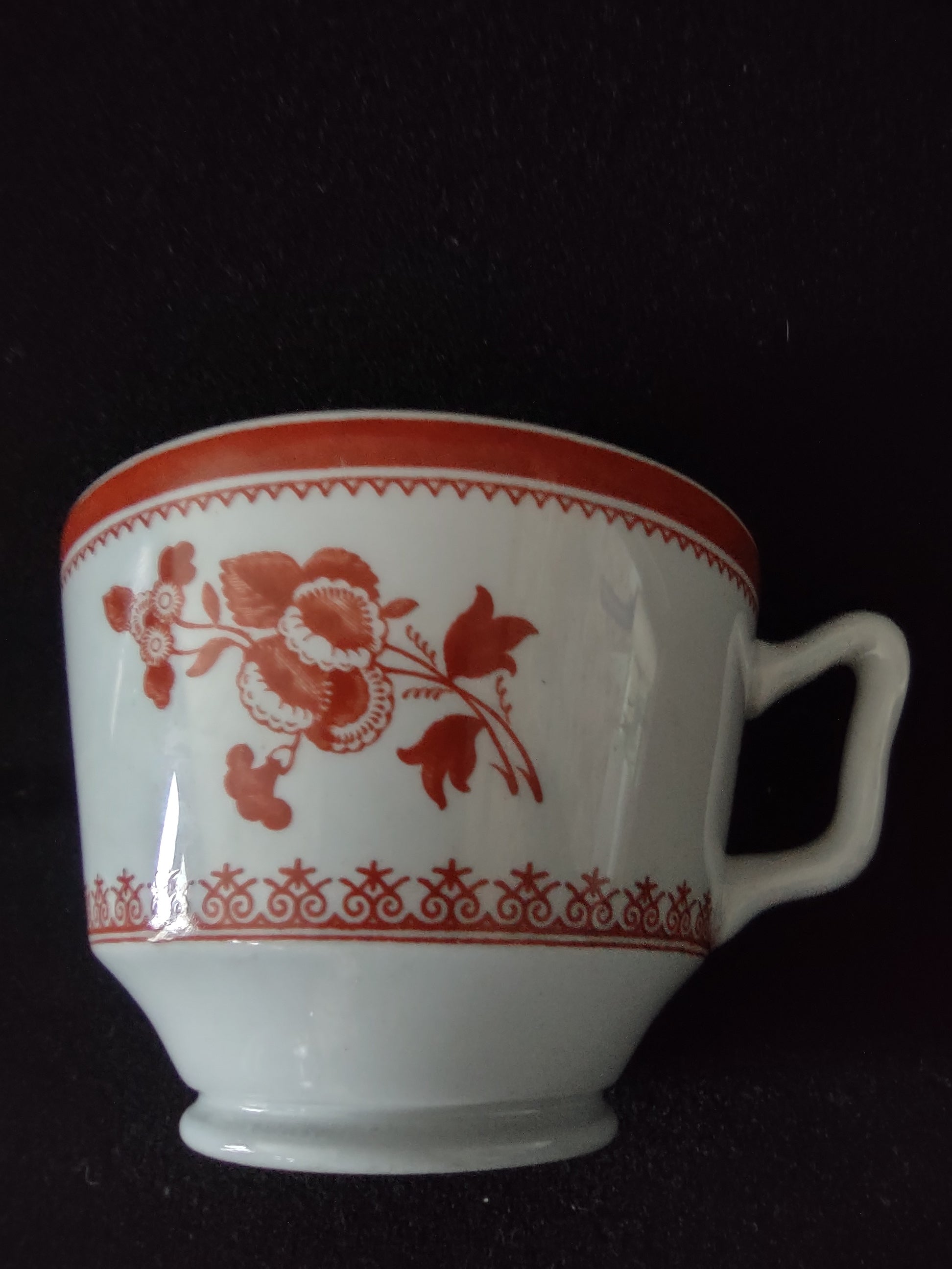 Vintage Spode Teacup Saucer Gloucester Red Fine Stone Countryside (Lot 5793)