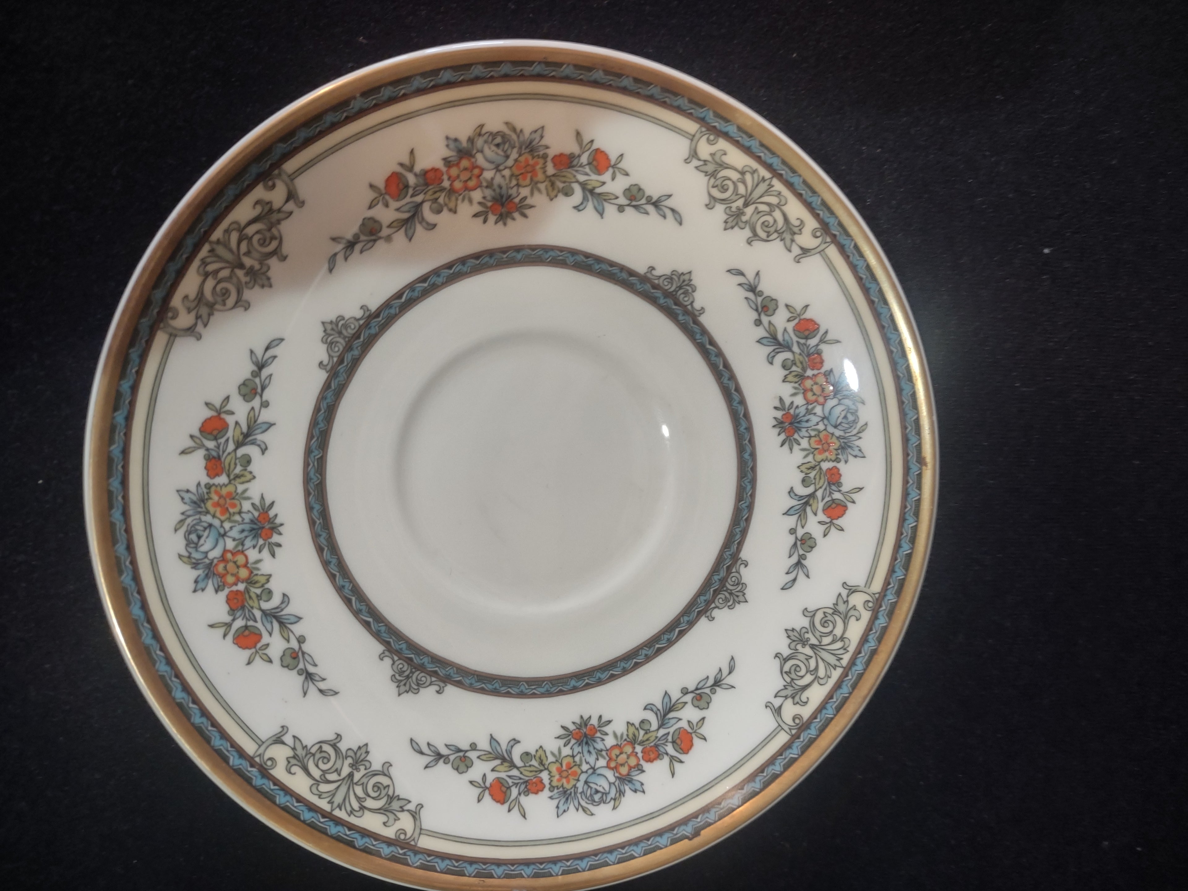 Vintage Minton Stanwood Saucer Bone China Blue Orange Green (Lot 5502)