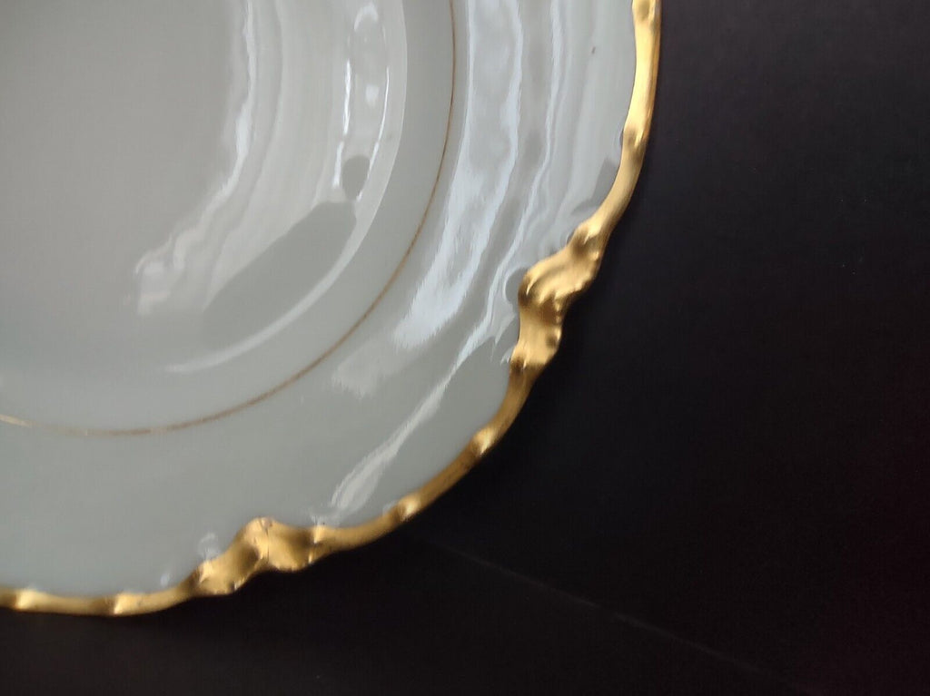 Haviland Limoges France Dessert Plate White & Heavy Gold Trim H808 (lot 700)