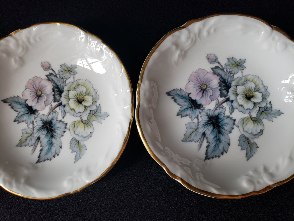 Vintage Royal Worcester Set 2 Coaster Small Dish Gold Trim 4"(lot 2070)