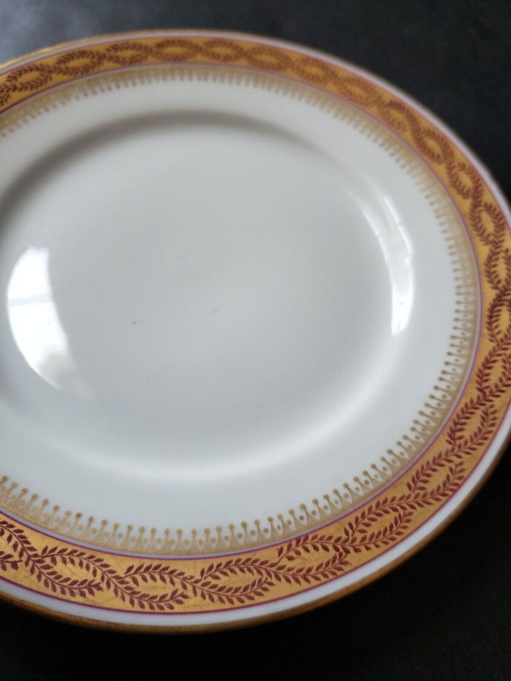 Wm Guerin France Limoges Bread/Butter 6"Red Maroon Gold Trim (lot 589)