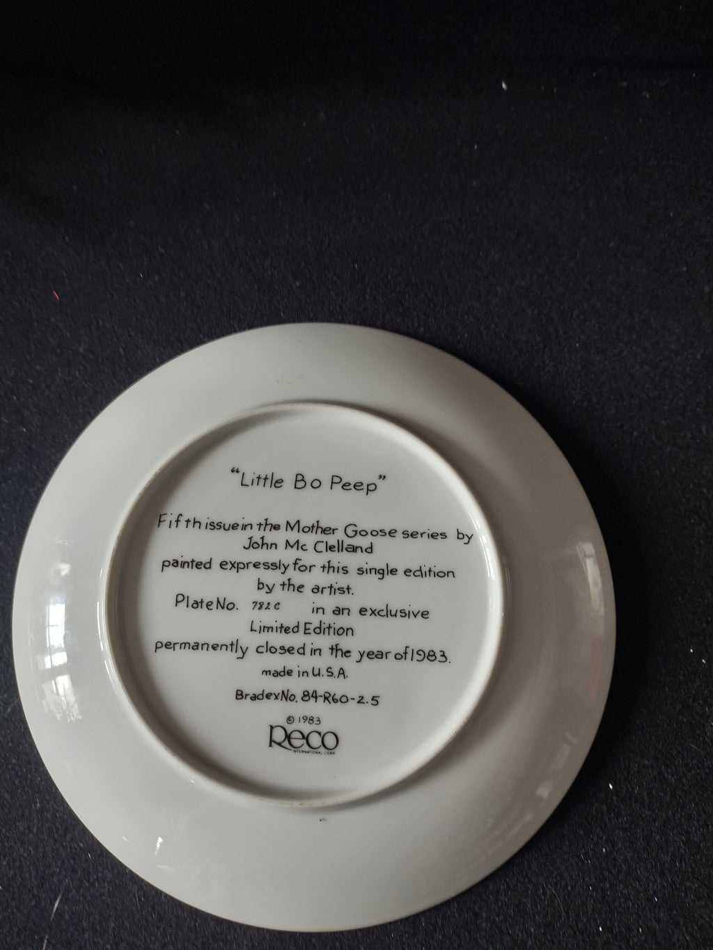Vintage Mother Goose Collector Plate 5th Issue Little Bo Peep (Lot 5115)