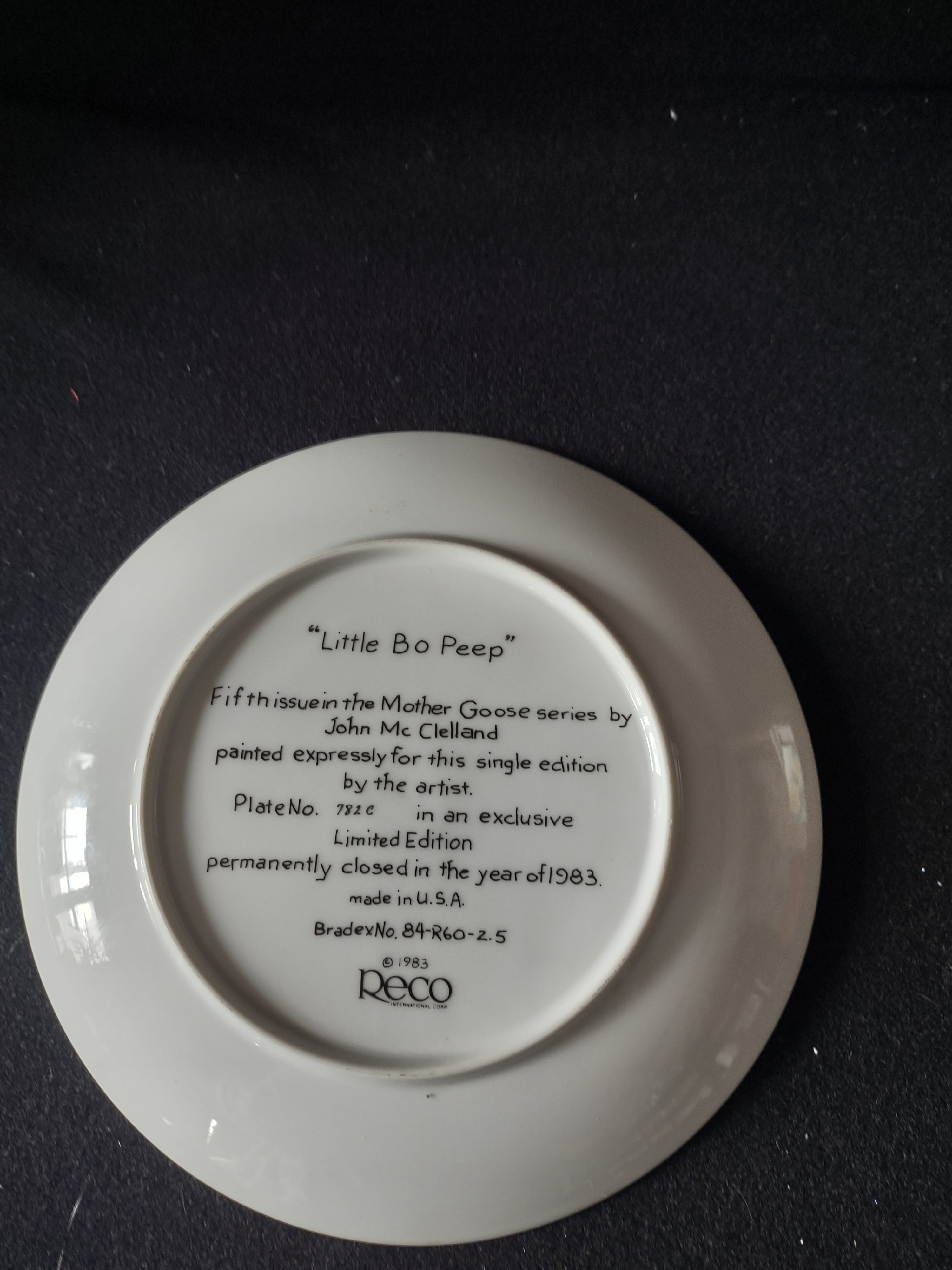 Vintage Mother Goose Collector Plate 5th Issue Little Bo Peep (Lot 5115)