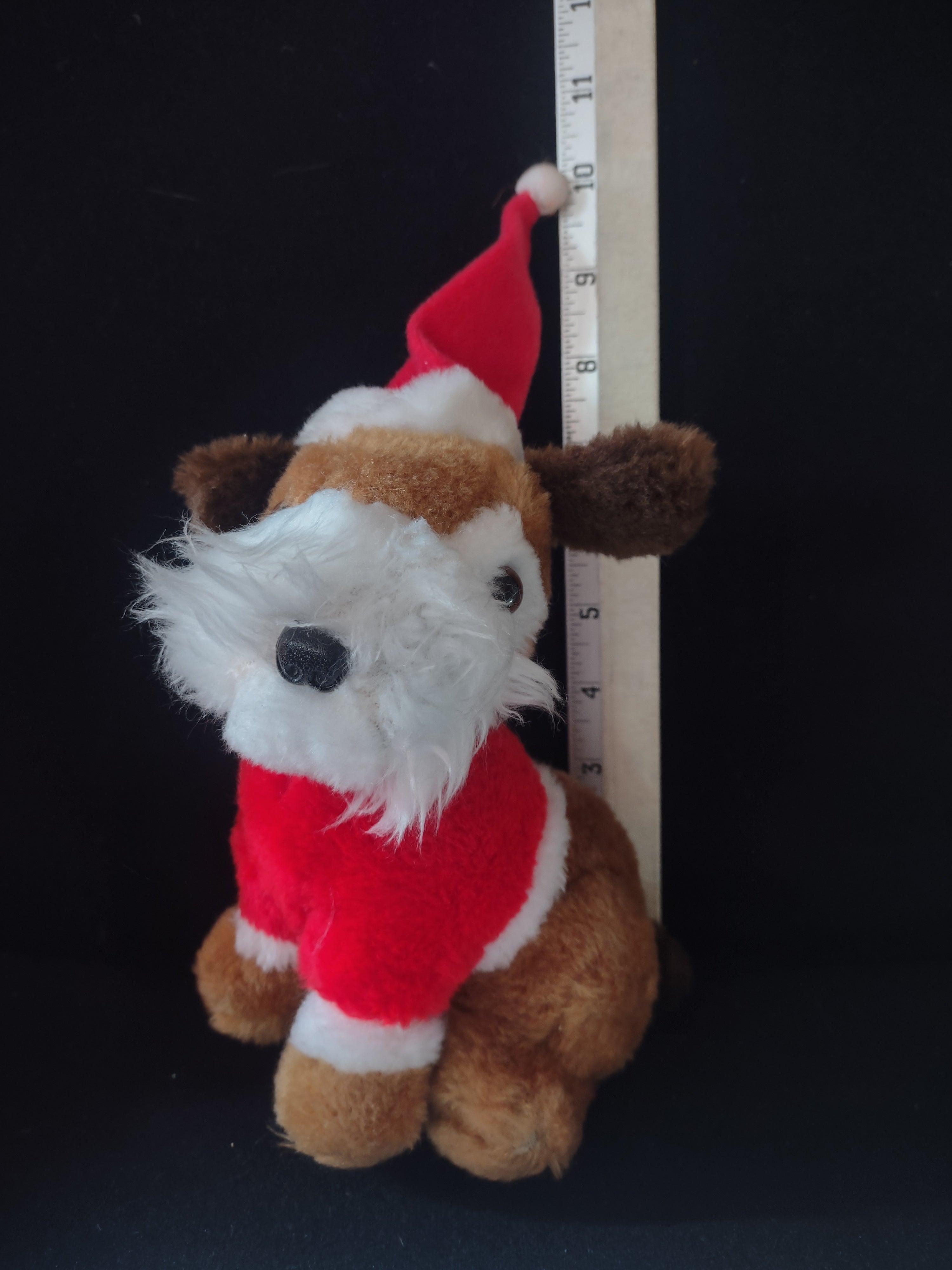 Vintage Wallace Berrie Plush Christmas Dog Santa Suit Hat (Lot 4537)