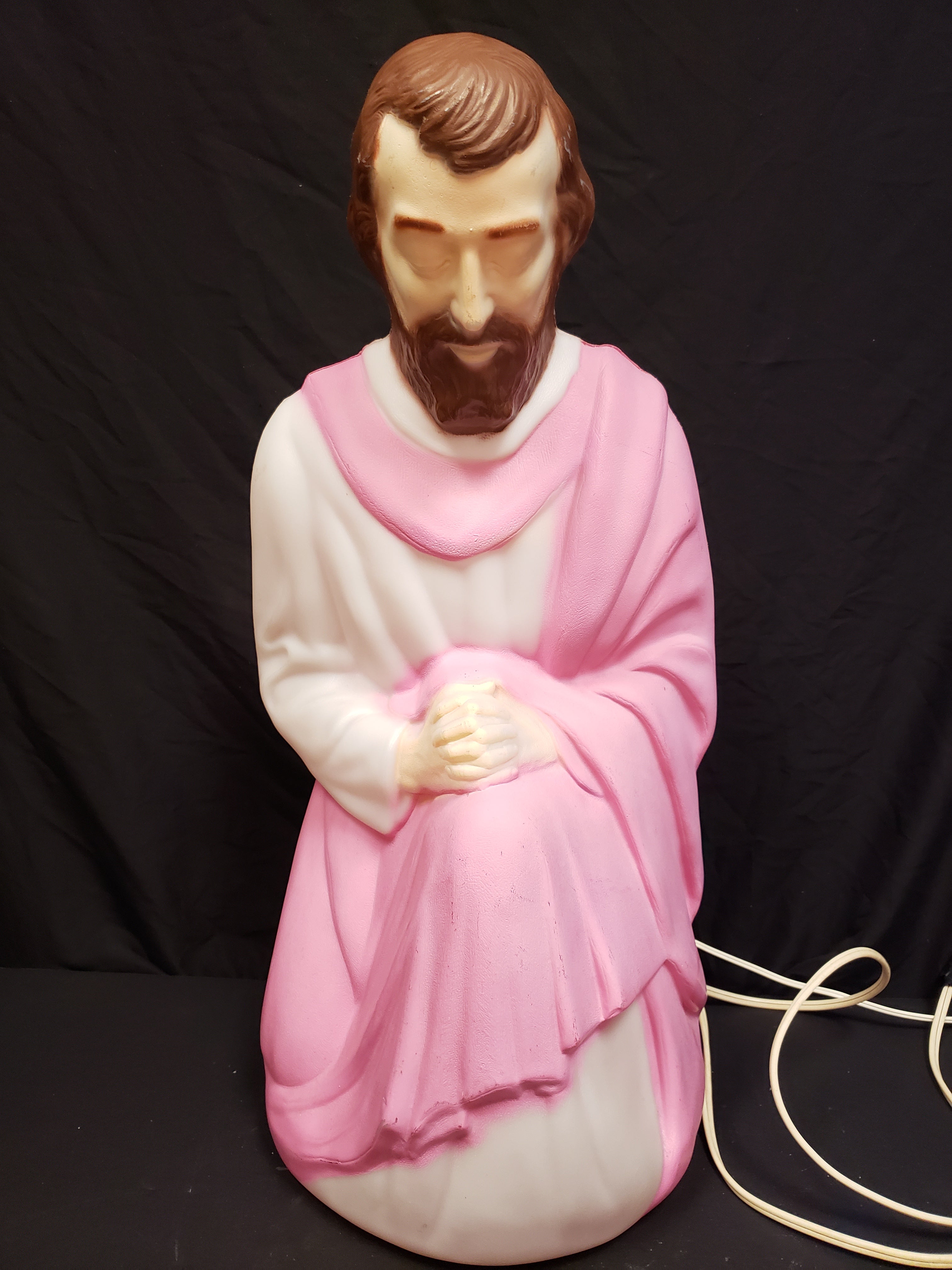 Vintage Christmas Outdoor Blow Mold Nativity Joseph Pink Figurine 27" (lot 2244)