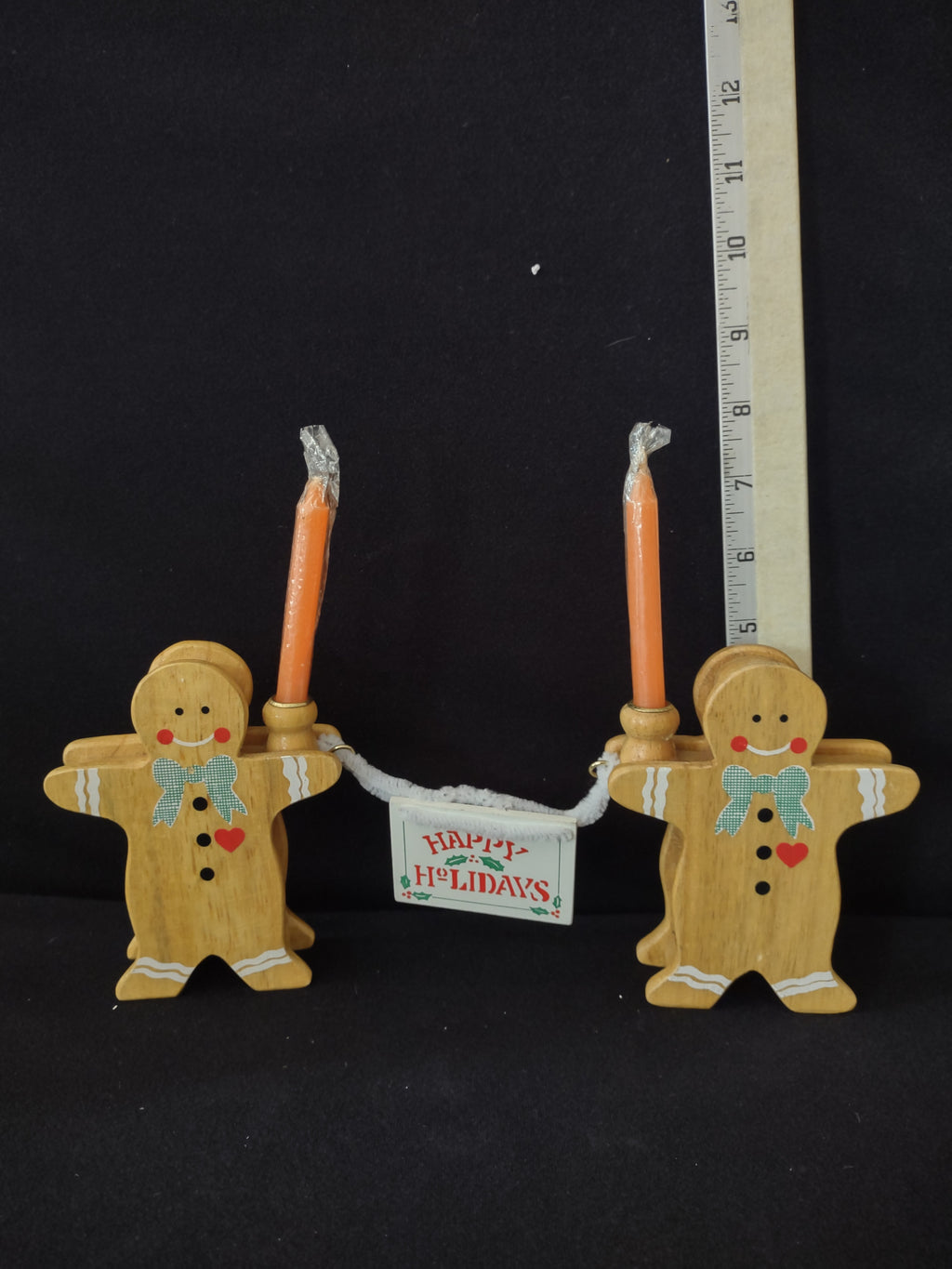 House Lloyd Christmas Around The World Wooden Gingerbread Candle Holders(Lot4031
