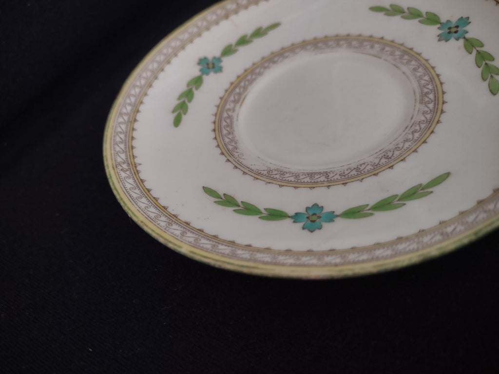 Vintage Minton Kent Saucer Bone China Green Turquoise Brown (Lot 5457)