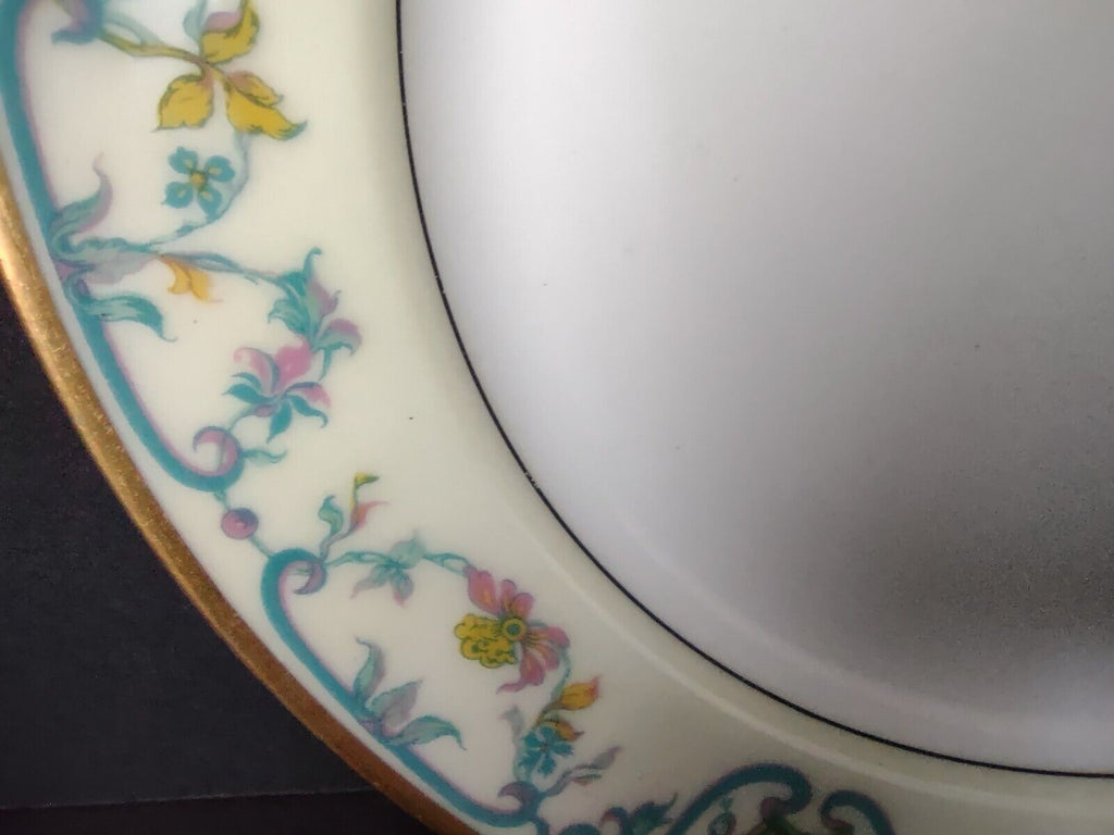 Haviland Limoges Blue Cream Yellow Flower Gold Trim Salad Plate 7-1/2" (lot 727)