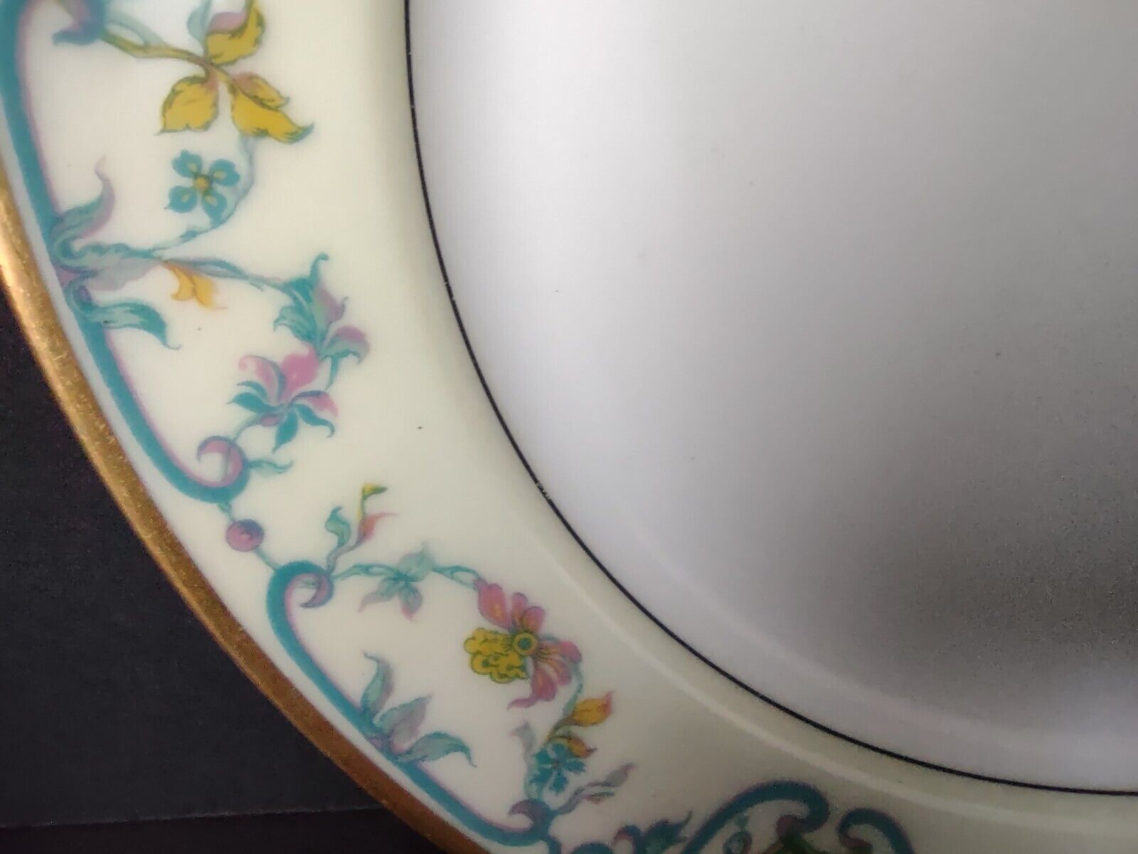 Haviland Limoges Blue Cream Yellow Flower Gold Trim Salad Plate 7-1/2" (lot 727)