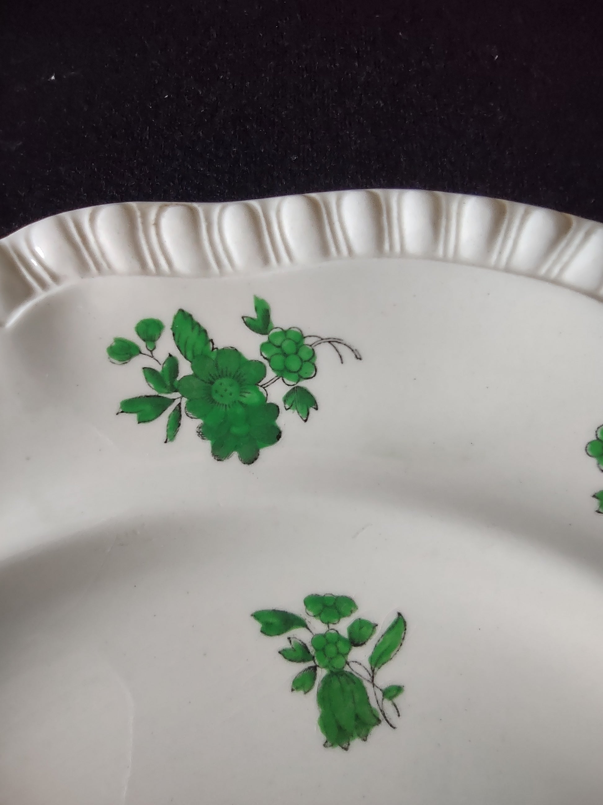 Vintage English Countryside Spode Dinner Plate Earthenware Green Basket Lot 5758
