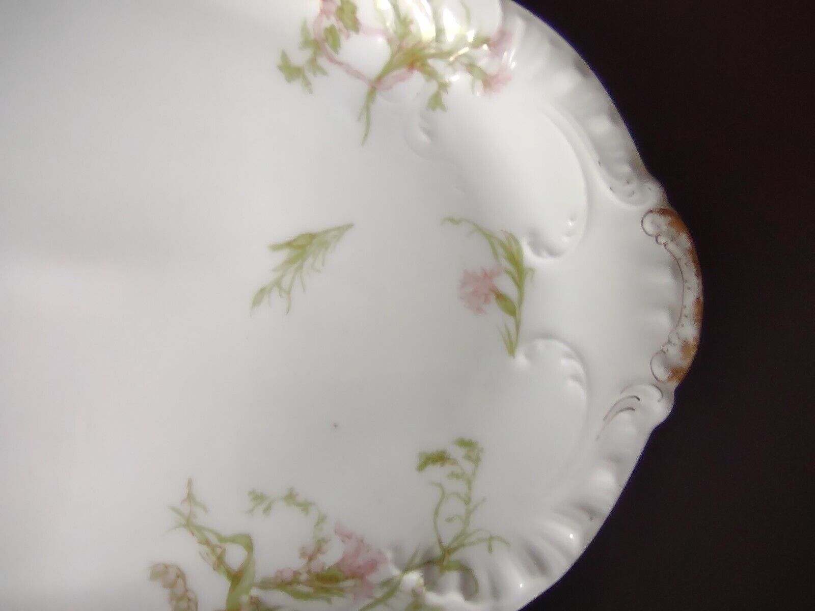 Haviland Limoges Gold Handle Carnation Serving Platter 15-1/2" (lot 340)