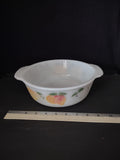 Vintage Fire King 2 Qt Casserole Dish Handpainted Gay Fad Peaches Grapes(Lot5321