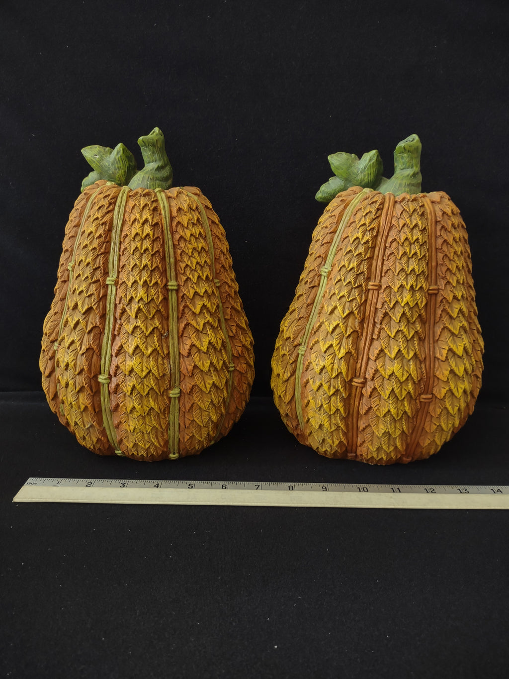 Thanksgiving/Halloween/Harvest Polyresin Pumpkins X 3 (Lot 3125)