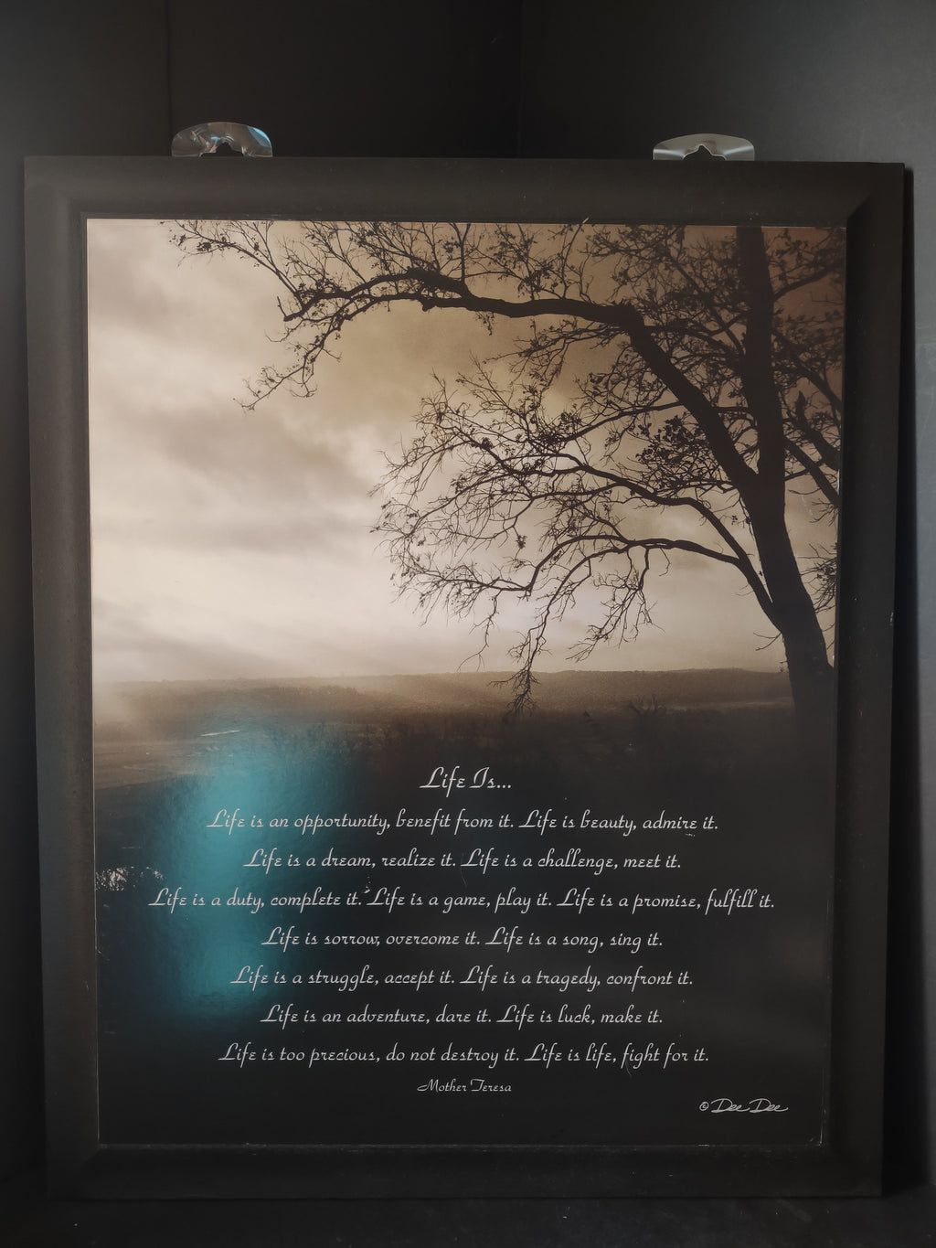 Life is ... Mother Teresa Inspirational Picture Print on Wood 23"x19" (lot 2640c
