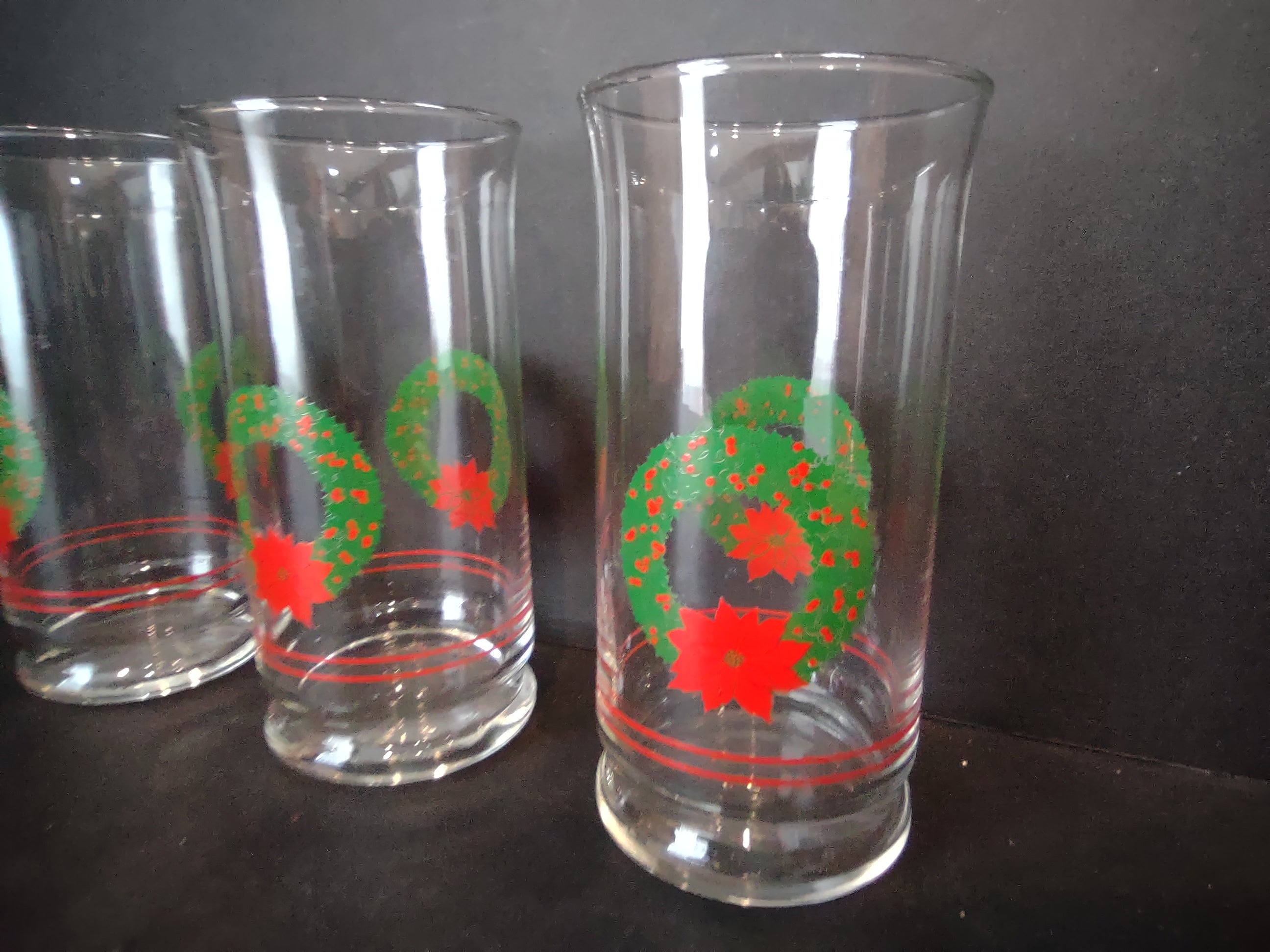 Christmas Glass Libbey Holly Water & Arby Dessert Parfait (lot 1209)