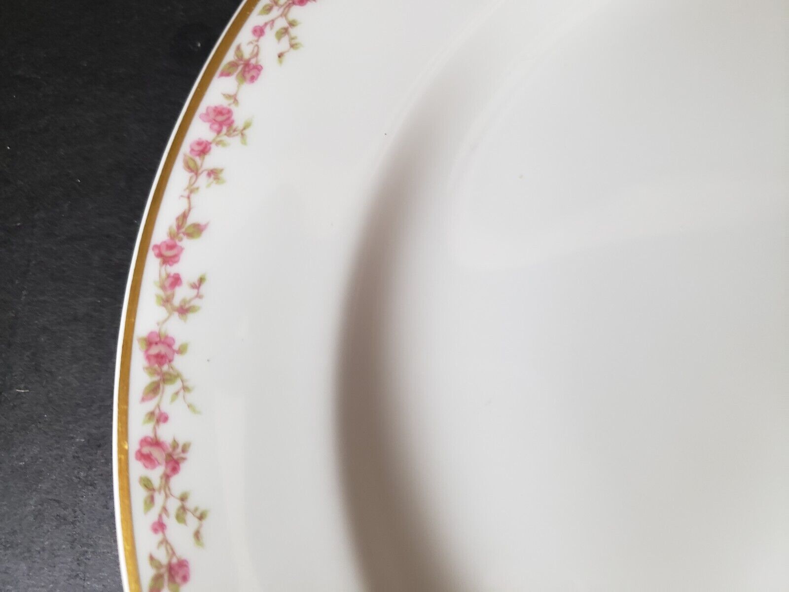 Haviland Limoges France Salad Plate Gold Trim Pink Rose Garland (lot 569)