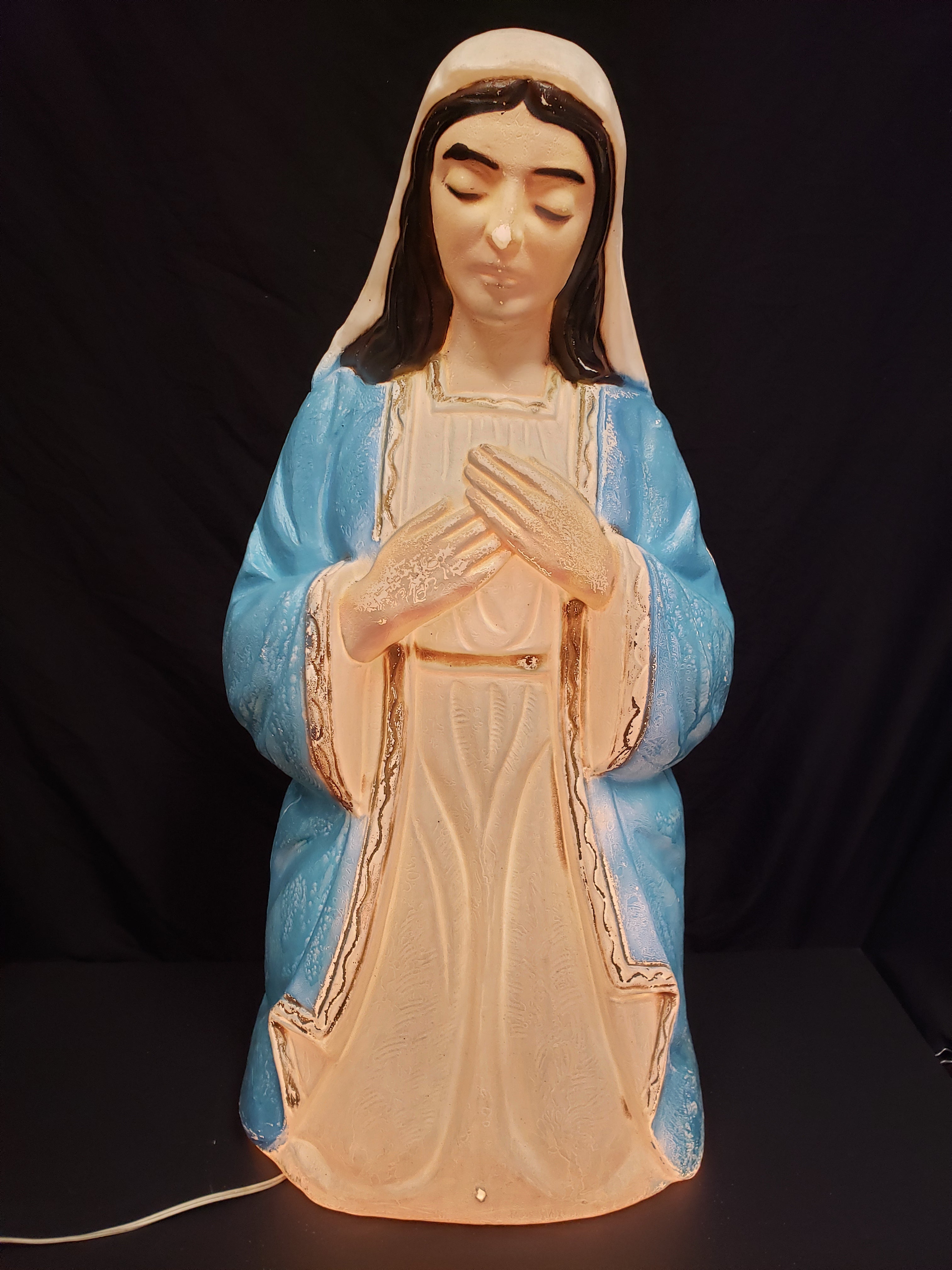 Vintage Christmas Outdoor Blow Mold Nativity Mary Figurine 32" (lot 2242)