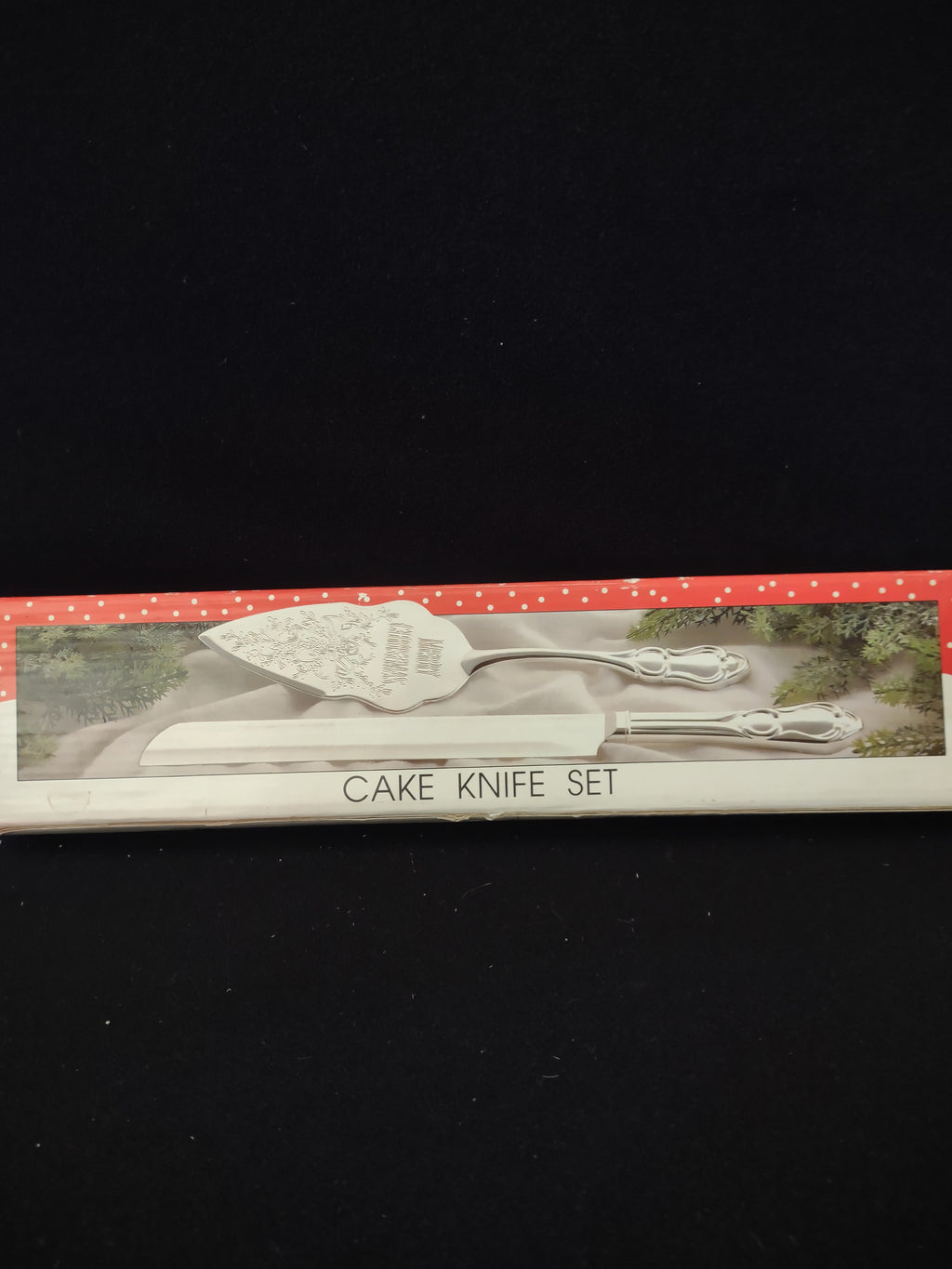 Vintage Silver Plated Engraved Christmas Serving Trowel And Knife Set (Lot 3329)
