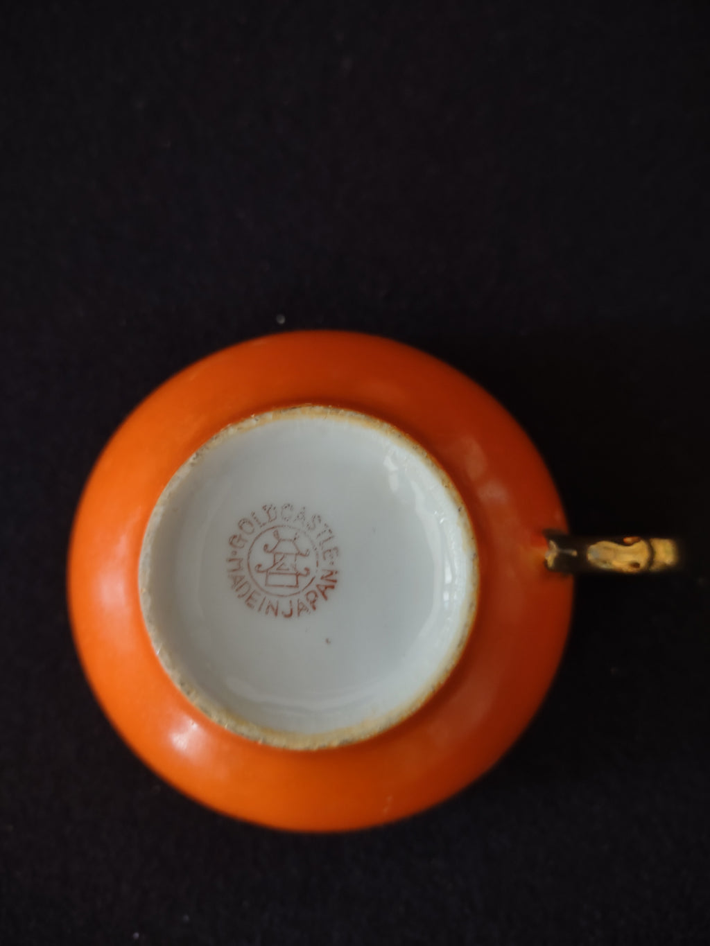 Vintage Fall Halloween Orange White Gold Trim Tea Cup Saucer (Lot 3923)