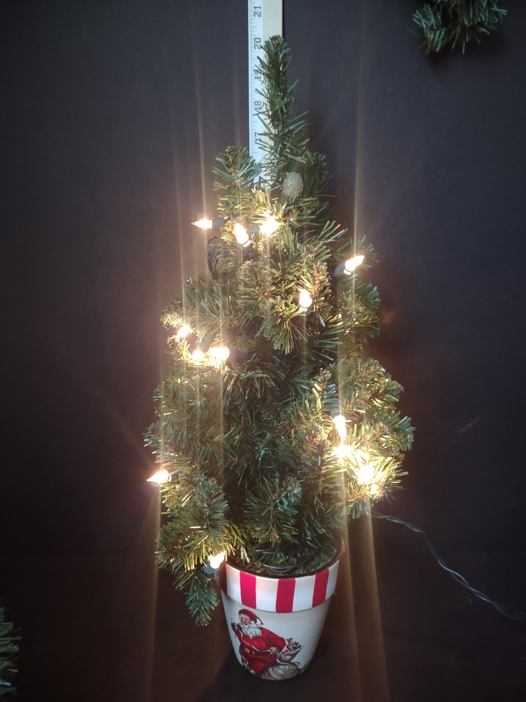 Vintage Artificial Christmas Light Up Tree Swag Red Bow Garland (lot 1227)