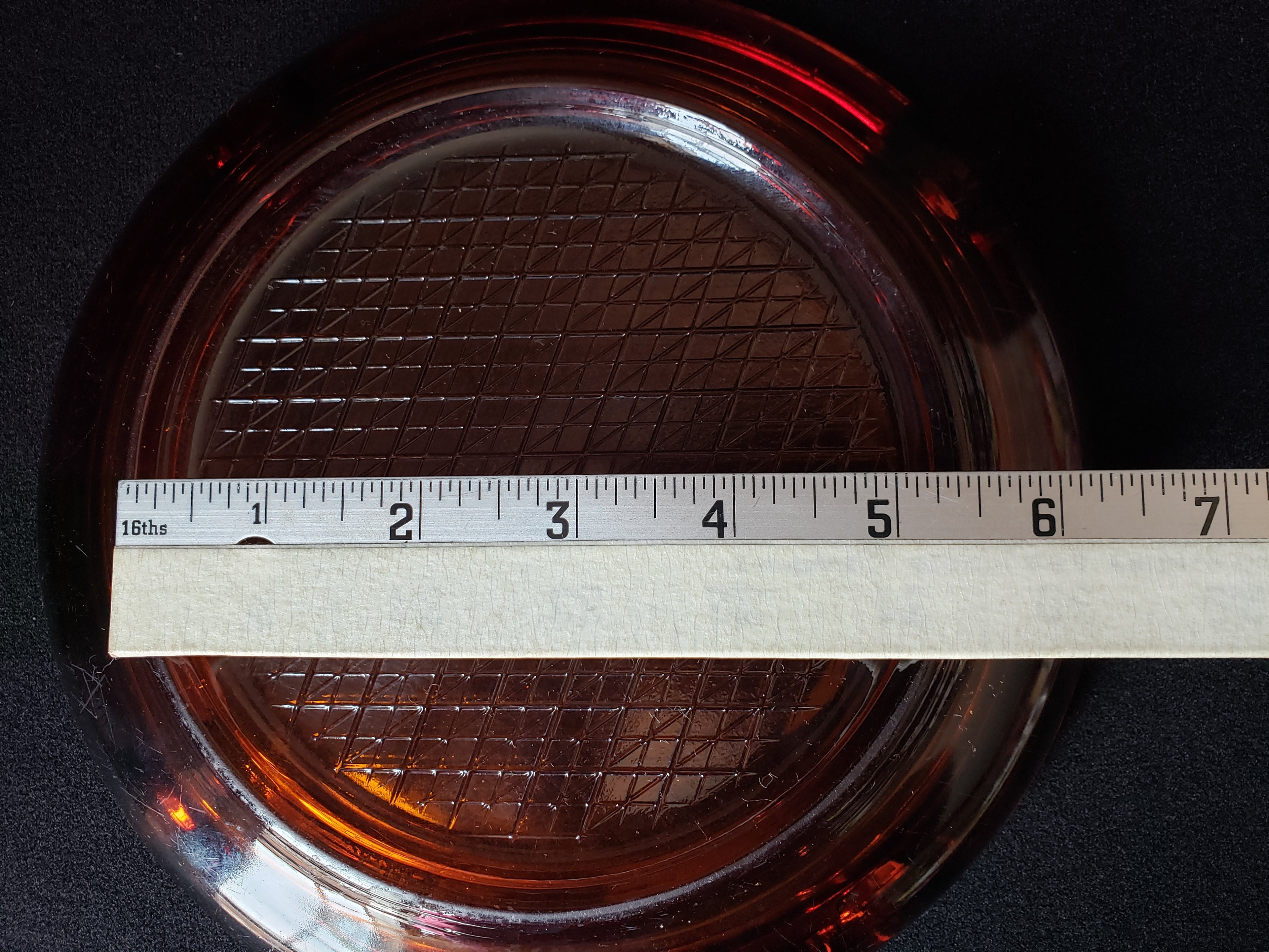 Vintage Amber Glass MCM Ashtray 8" (lot 2148d)