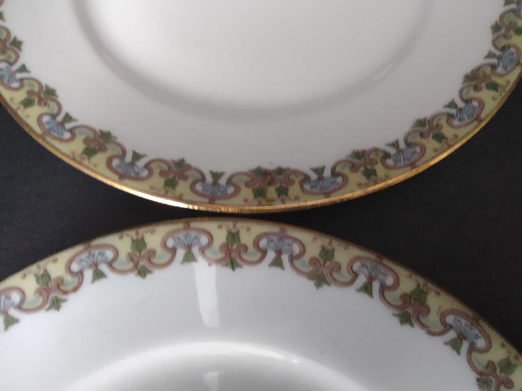 Wm Guering Limoges France 4 x Salad Plate Yellow Gold Design (lot 530)