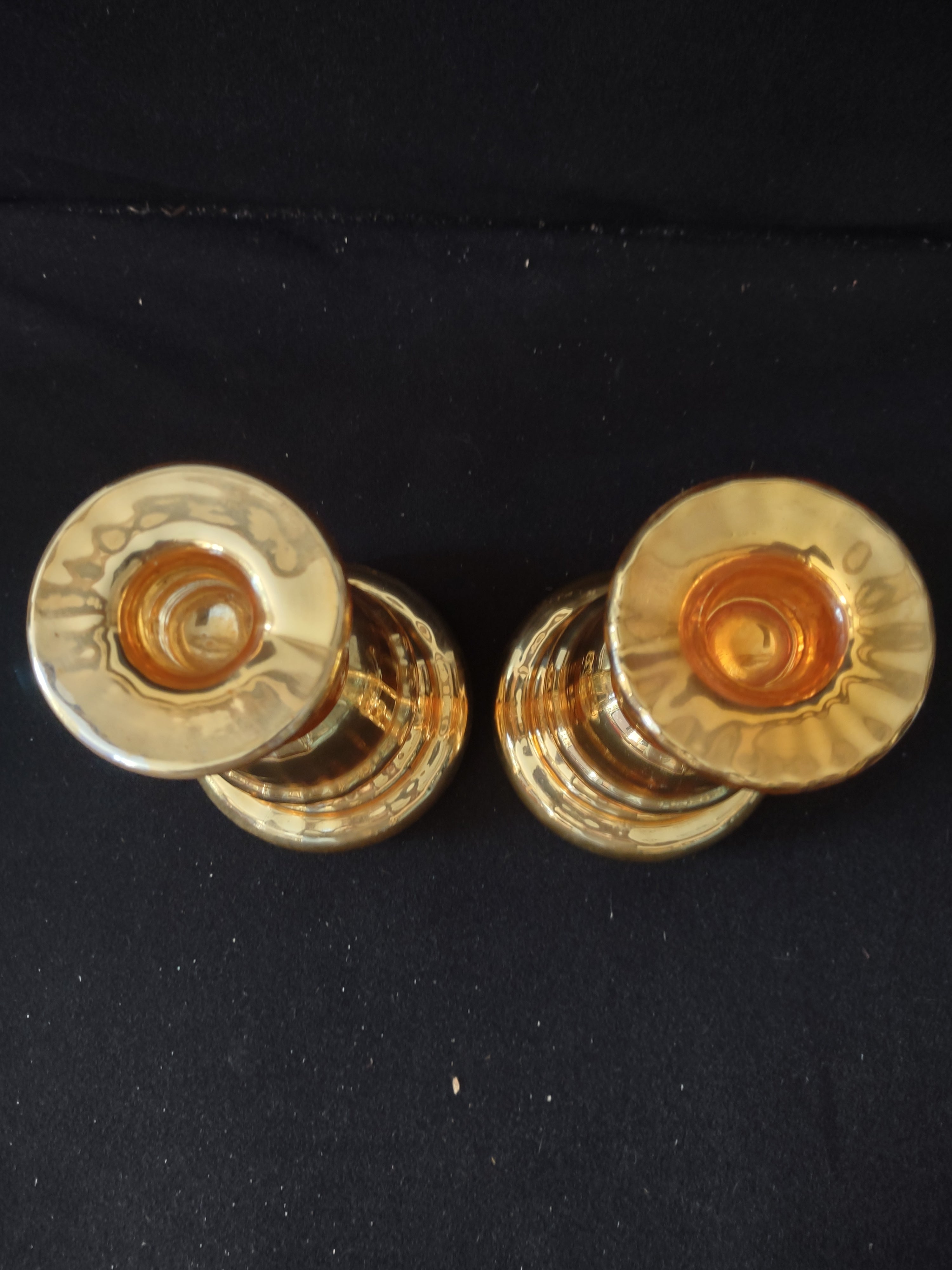 Vintage Gold Glass Taper Candle Holders (Lot 3919)