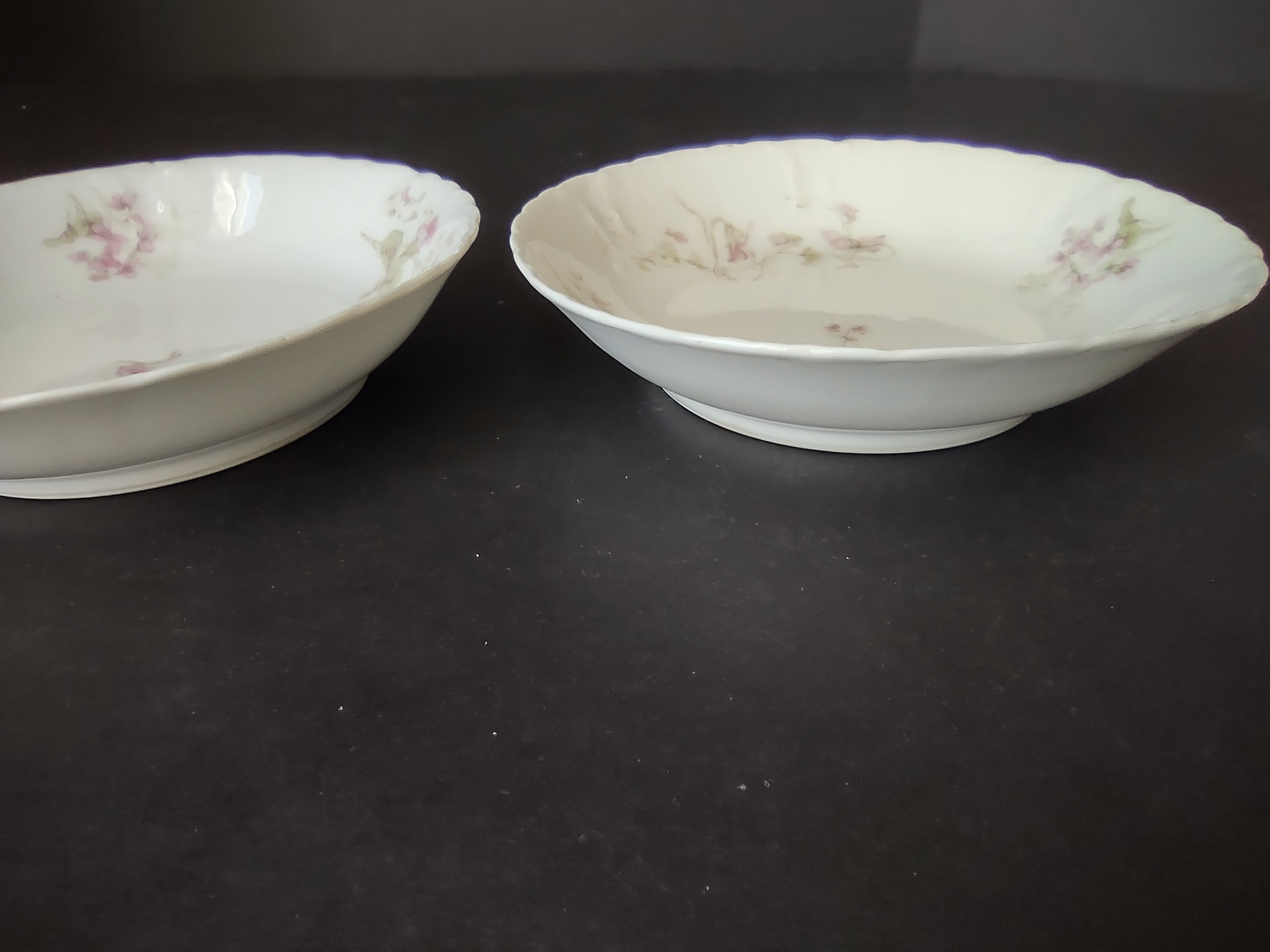 Haviland Limoges French Cottage Shabby Chic 2 x Cranberry Bowl (lot 1106)