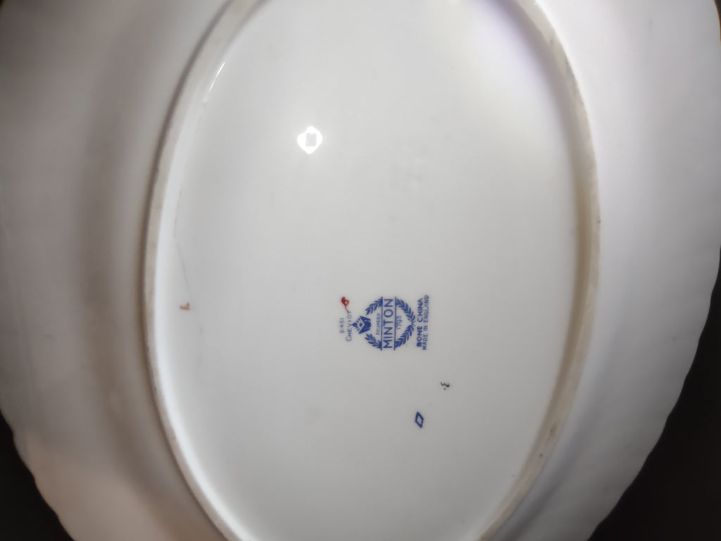 Set of 2 Minton English Bone China Blue Cheviot Platter 12" x 9-1/2" (lot 2613)